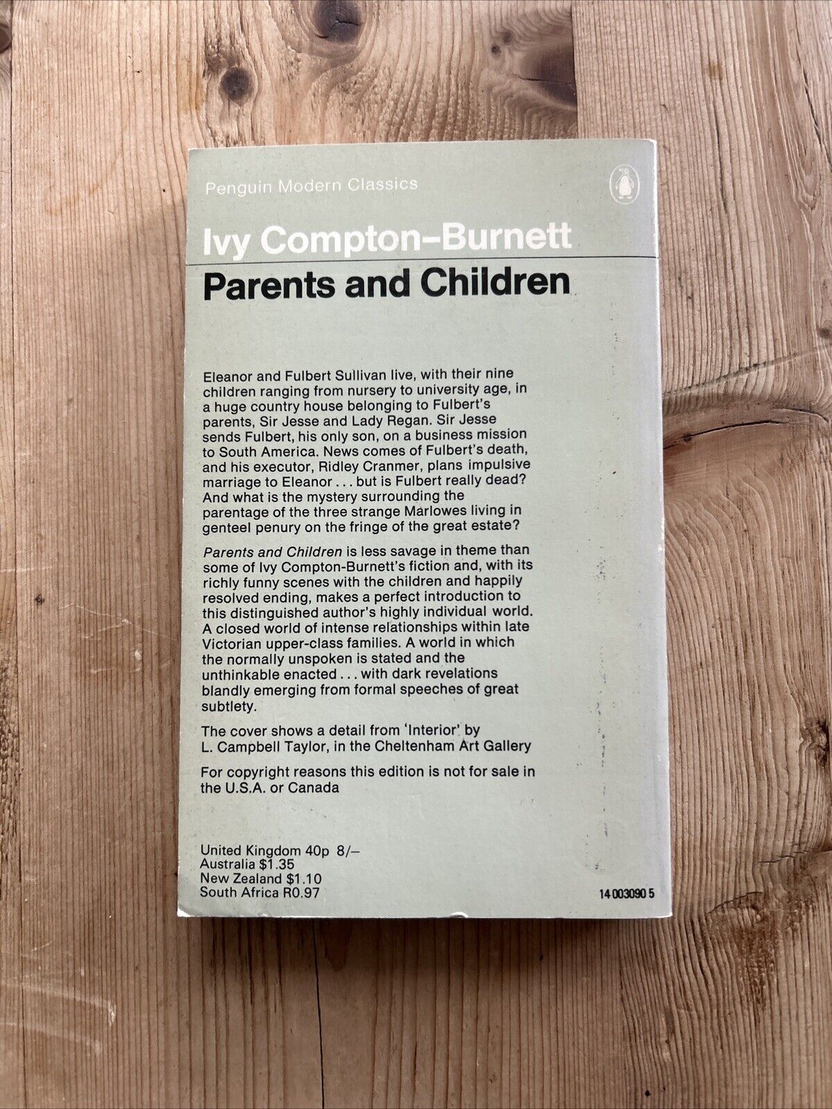 PARENTS AND CHILDREN Ivy Compton-Burnett - Penguin Modern Classics 1970