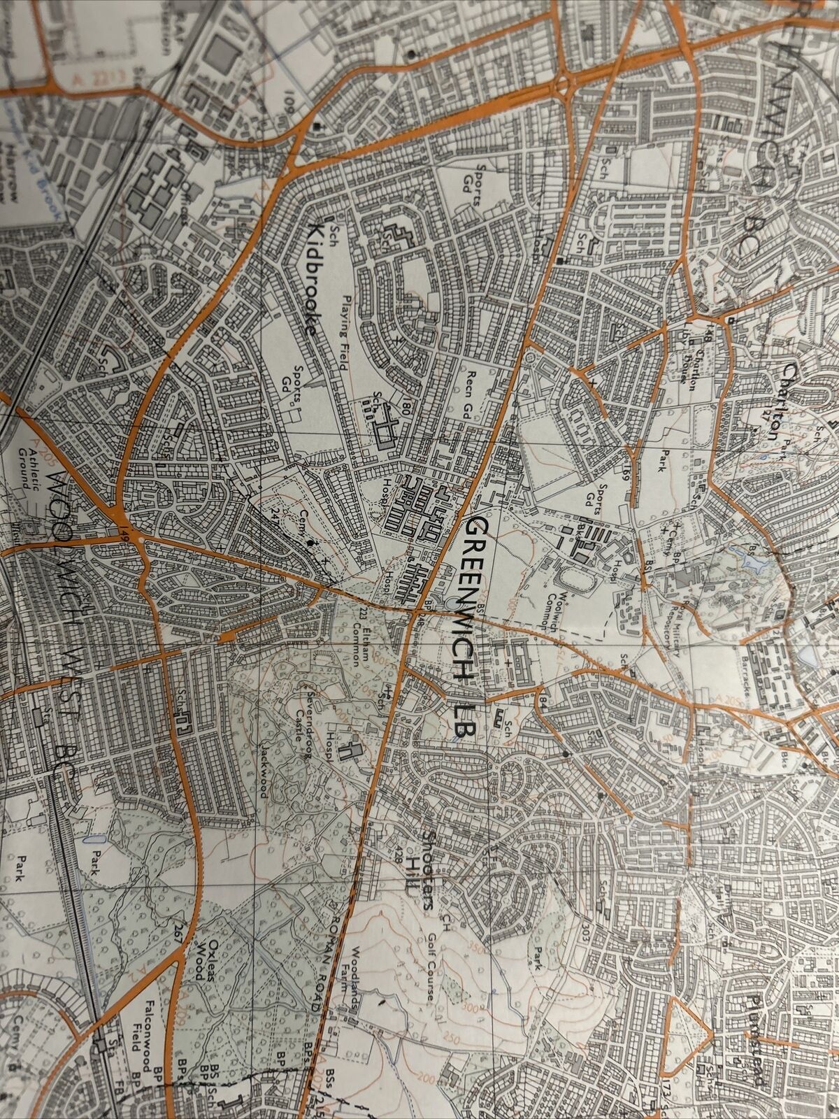 BEXLEY Ordnance Survey Second Series 1:25,000 Map TQ47/57 Greenwich 1971 Marked