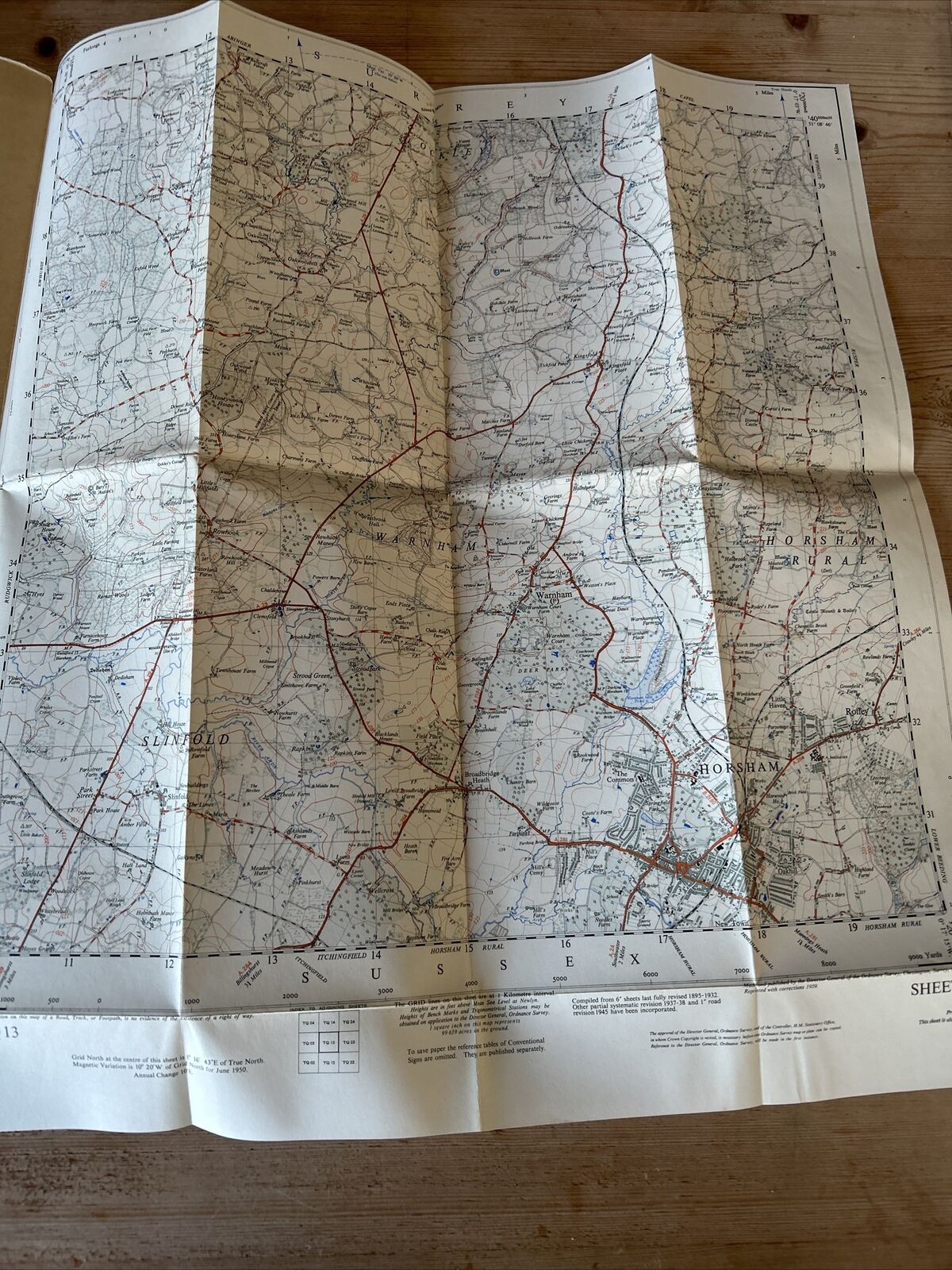 HORSHAM Sussex Ordnance Survey Map 1948 Corr. 1959 2 & Half Inch Sheet TQ13