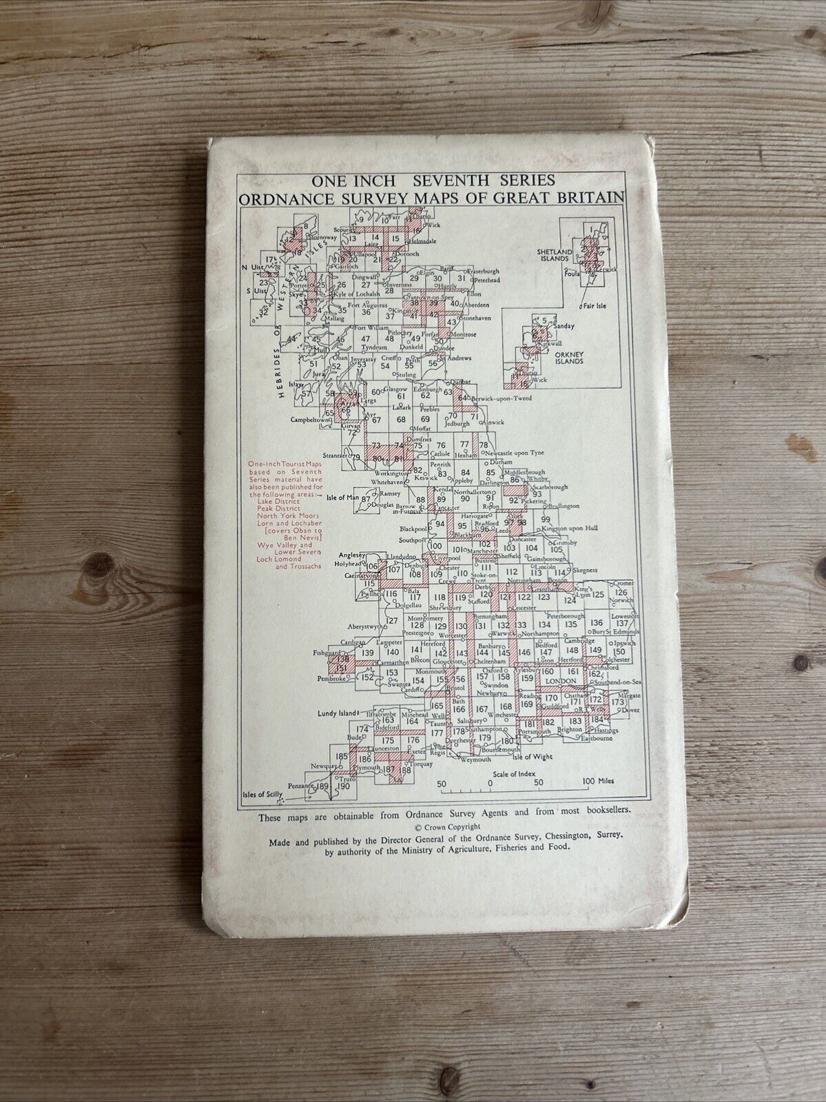 SNOWDON Ordnance Survey CLOTH Seventh Series Map One Inch 1962 Sheet 107 Pentir