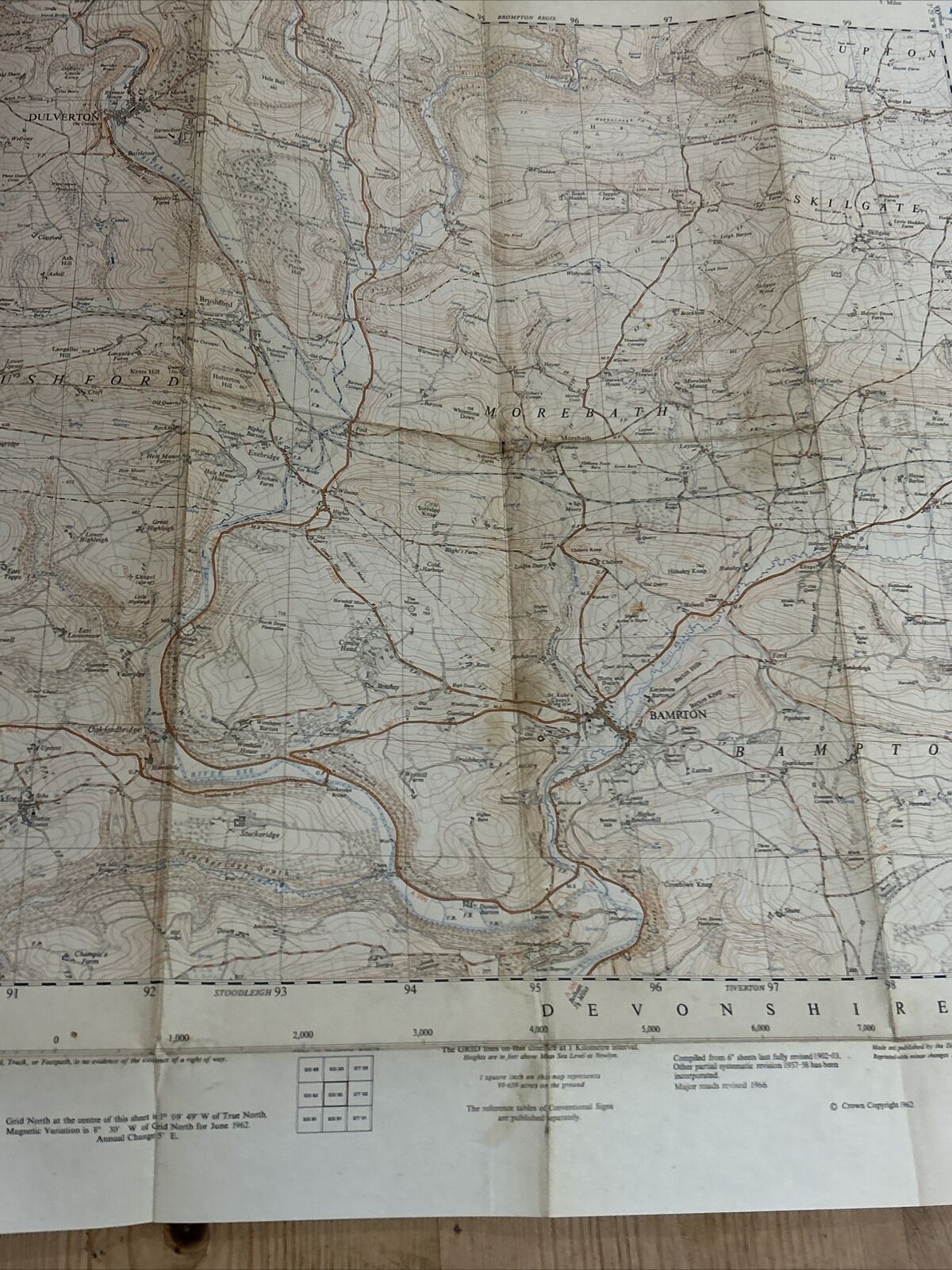 DULVERTON Ordnance Survey 2 1/2 Inch Map 1:25000 1962 Sheet SS92 Bampton Tatty