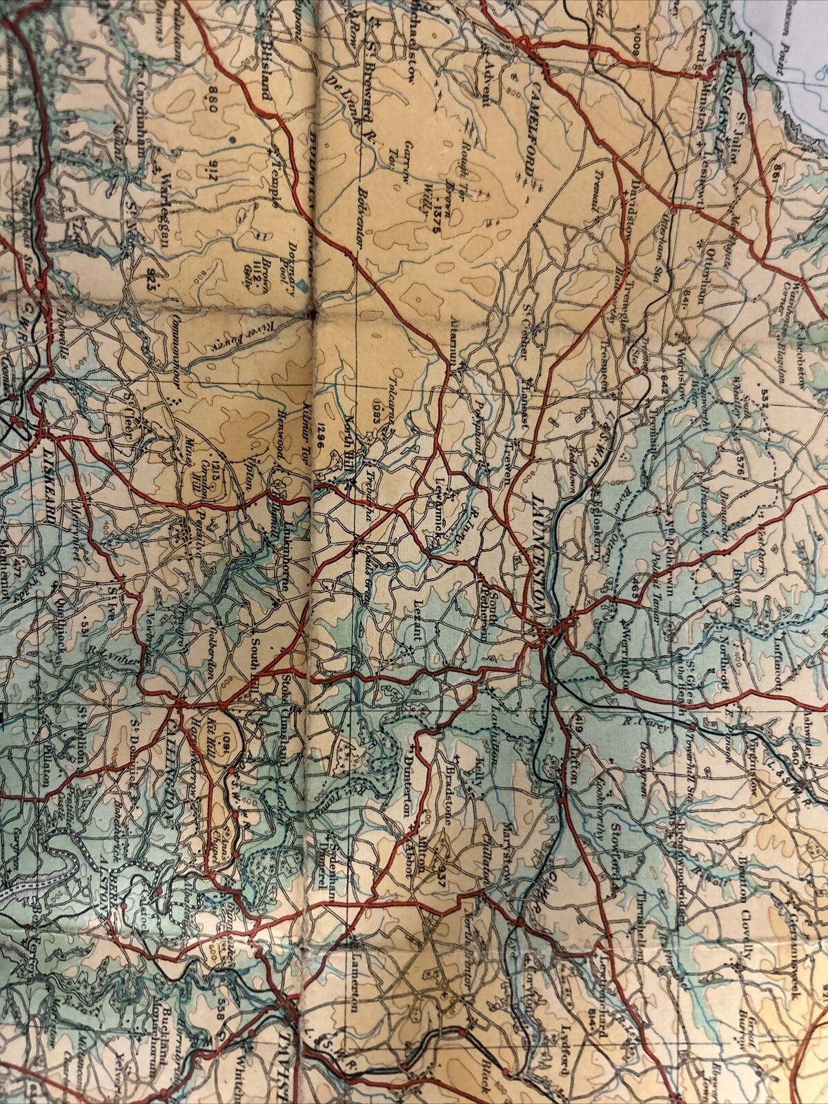 ENGLAND SOUTH WEST Ordnance Survey Cloth Quarter Inch Map 1919 Sheet 10 Cornwall