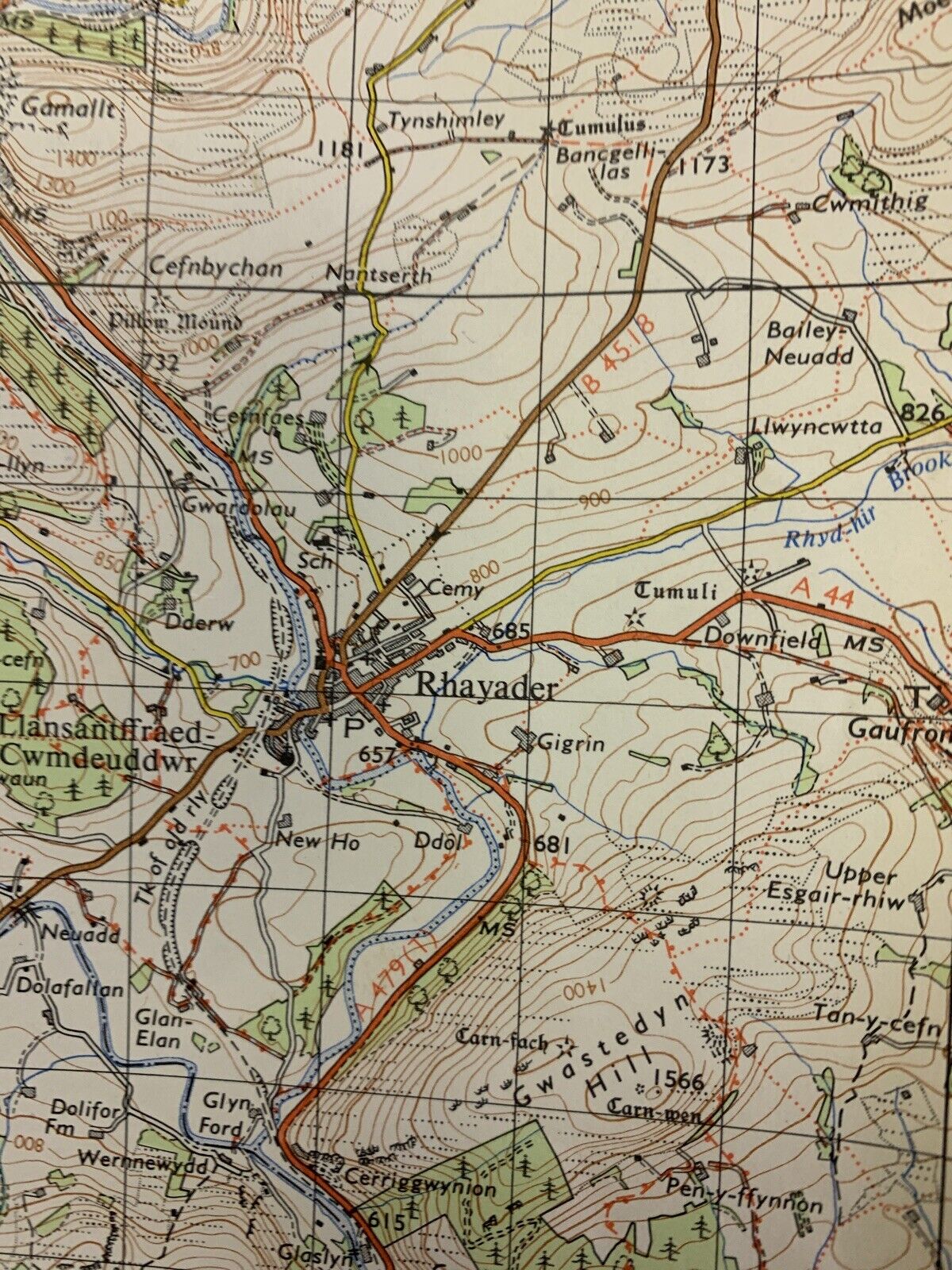 Montgomery & Llandrindod Wells Wales Ordnance Survey Map One Inch 1966 Sheet 128