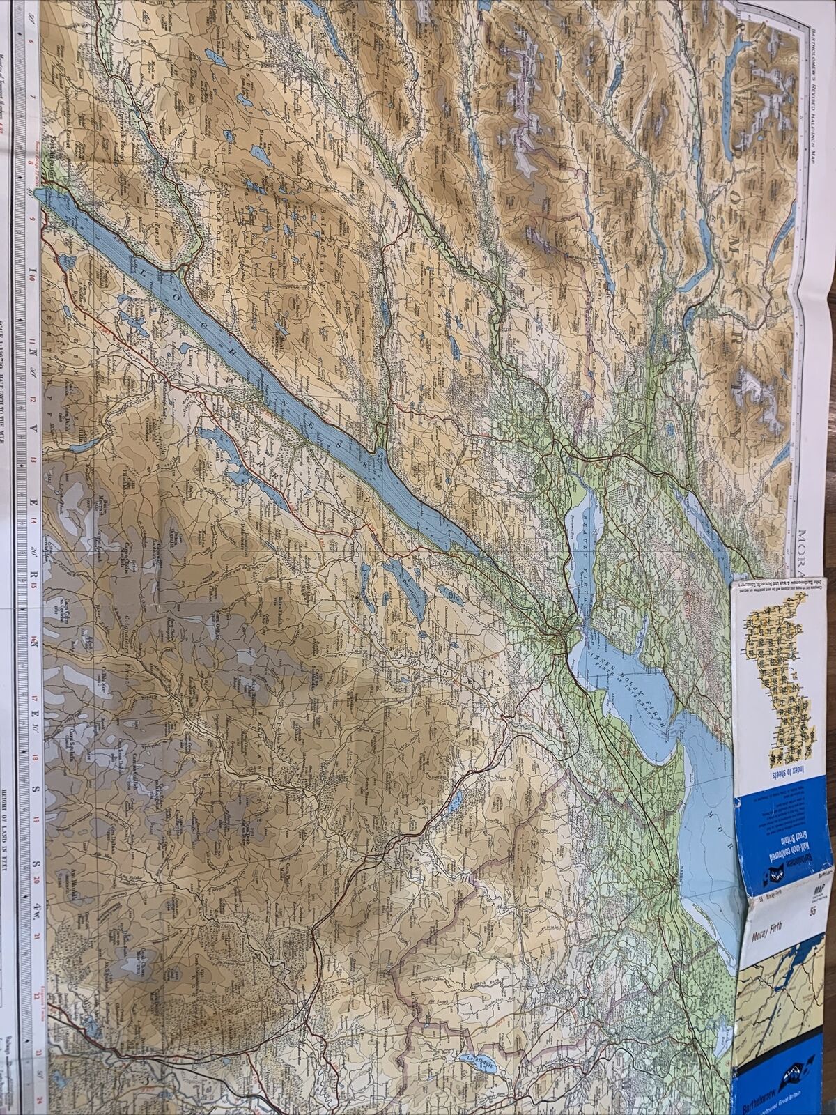 MORAY FIRTH Bartholomew - Half Inch Map 1964 No 55 Loch Ness Inverness Aviemore