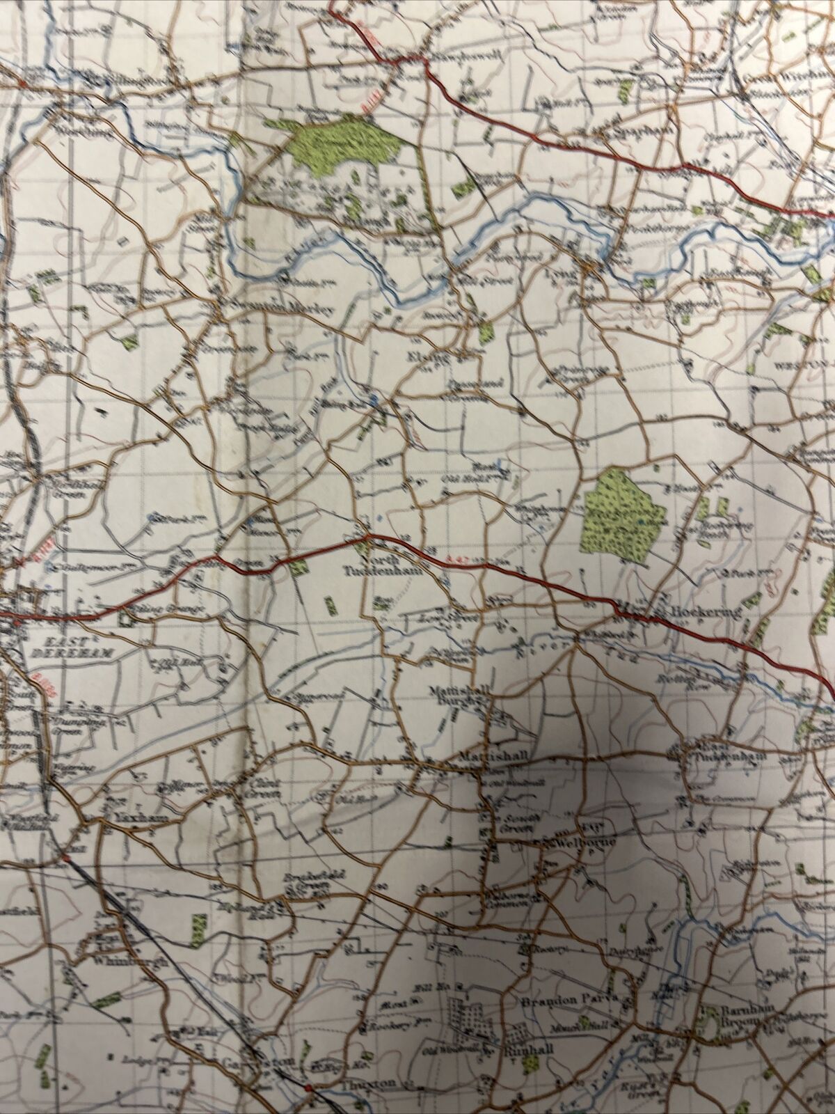 FAKENHAM Ordnance Survey Sixth Series CLOTH One inch 1946 Sheet 125 Swaffham