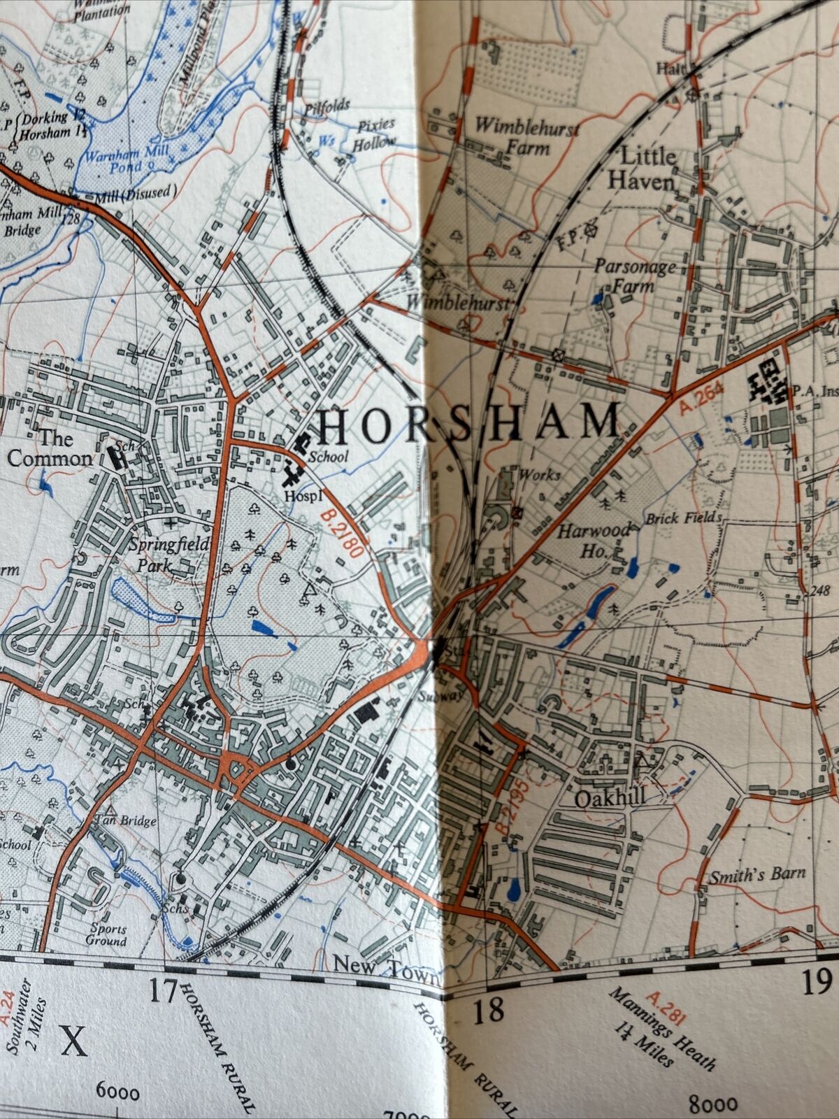 HORSHAM Sussex Ordnance Survey Map 1948 Corr. 1959 2 & Half Inch Sheet TQ13