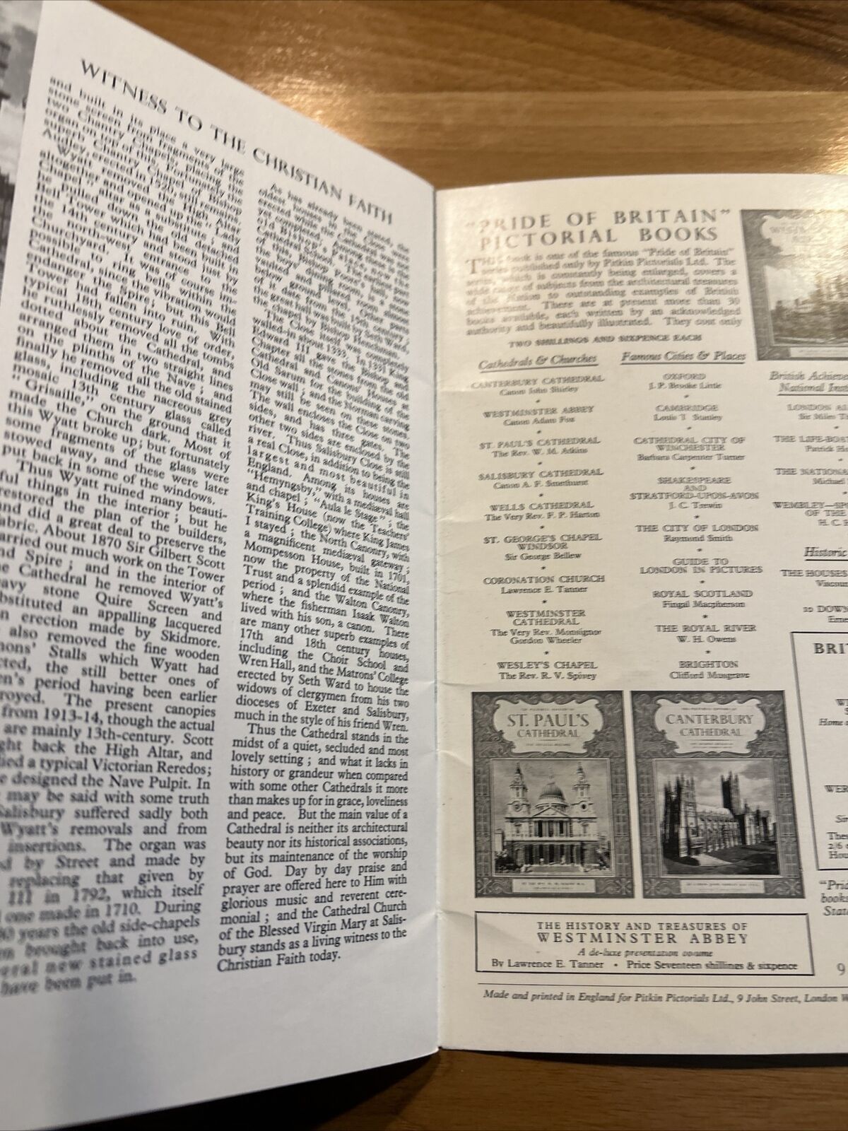 SALISBURY CATHEDRAL Pictorial History 1960s Pitkin Guide Photos Plans History