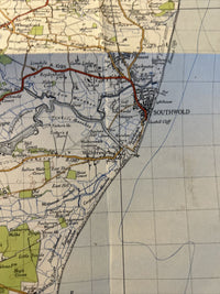 LOWESTOFT Ordnance Survey Cloth Map 1946 Sixth Series No 137 Leiston Bungay