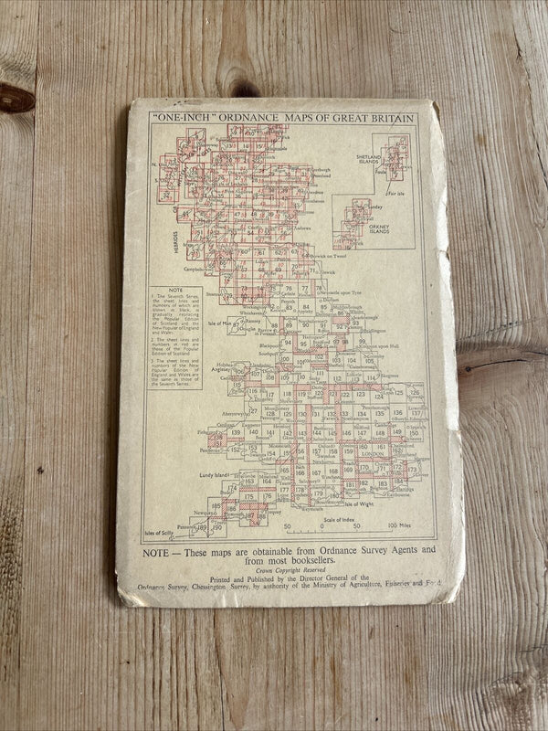 MONTGOMERY & LLANDRINDOD WELLS Ordnance Survey Paper Map 1952 7th Series No 128