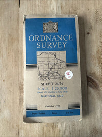 CLITHEROE Pendle Hill Ordnance Survey Sheet 34/74 1:25000 1946 Sawley