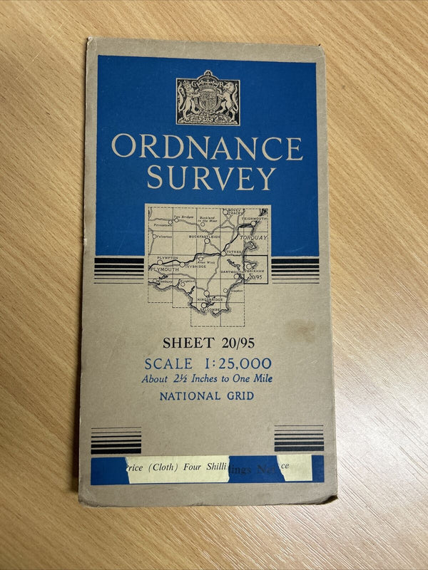 BRIXHAM Ordnance Survey CLOTH 1:25,000 National Grid Sheet 20/95 1949