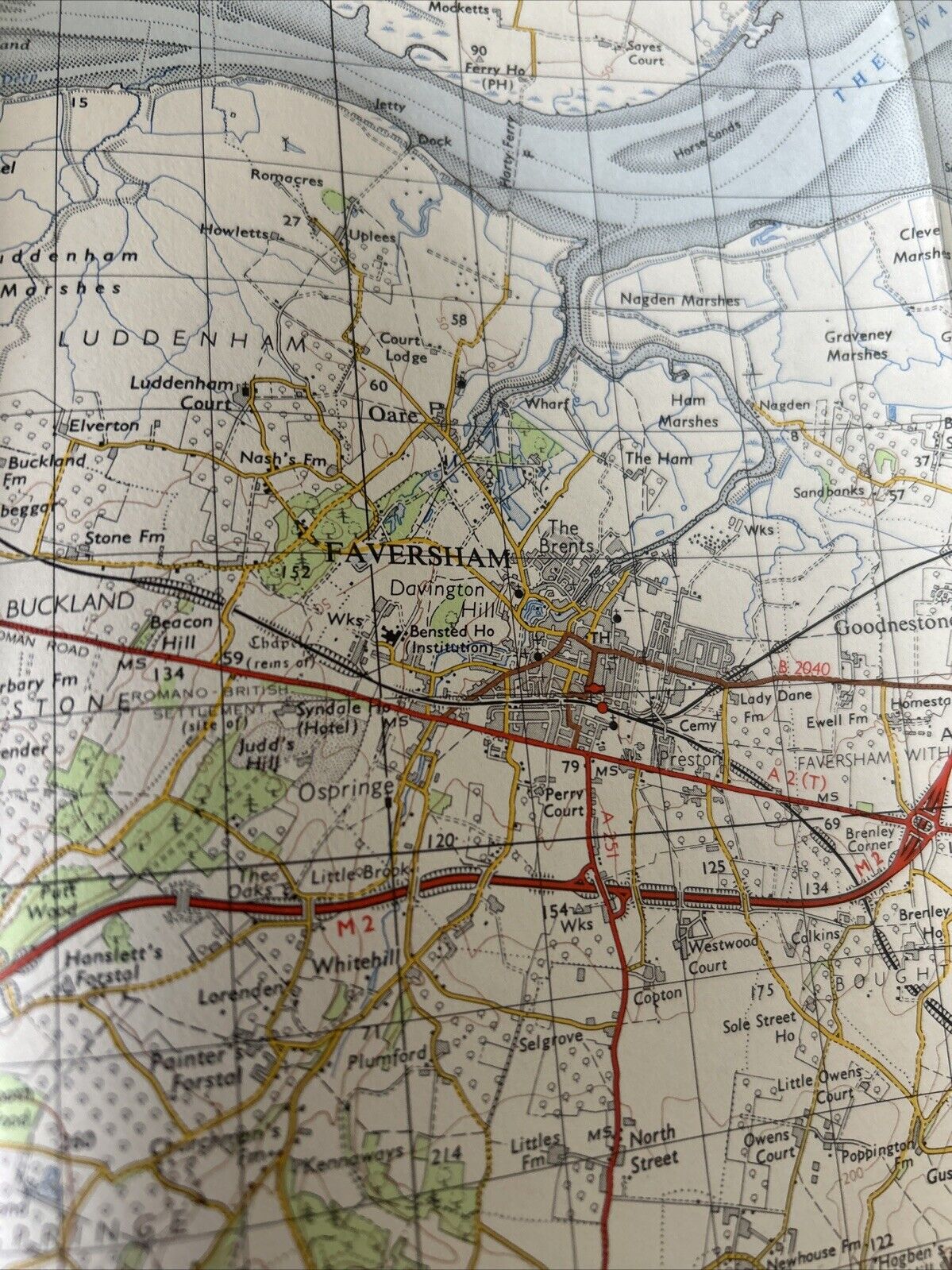 CHATHAM & MAIDSTONE Ordnance Survey Seventh Series Map 1 Inch 1957 Sheet 172