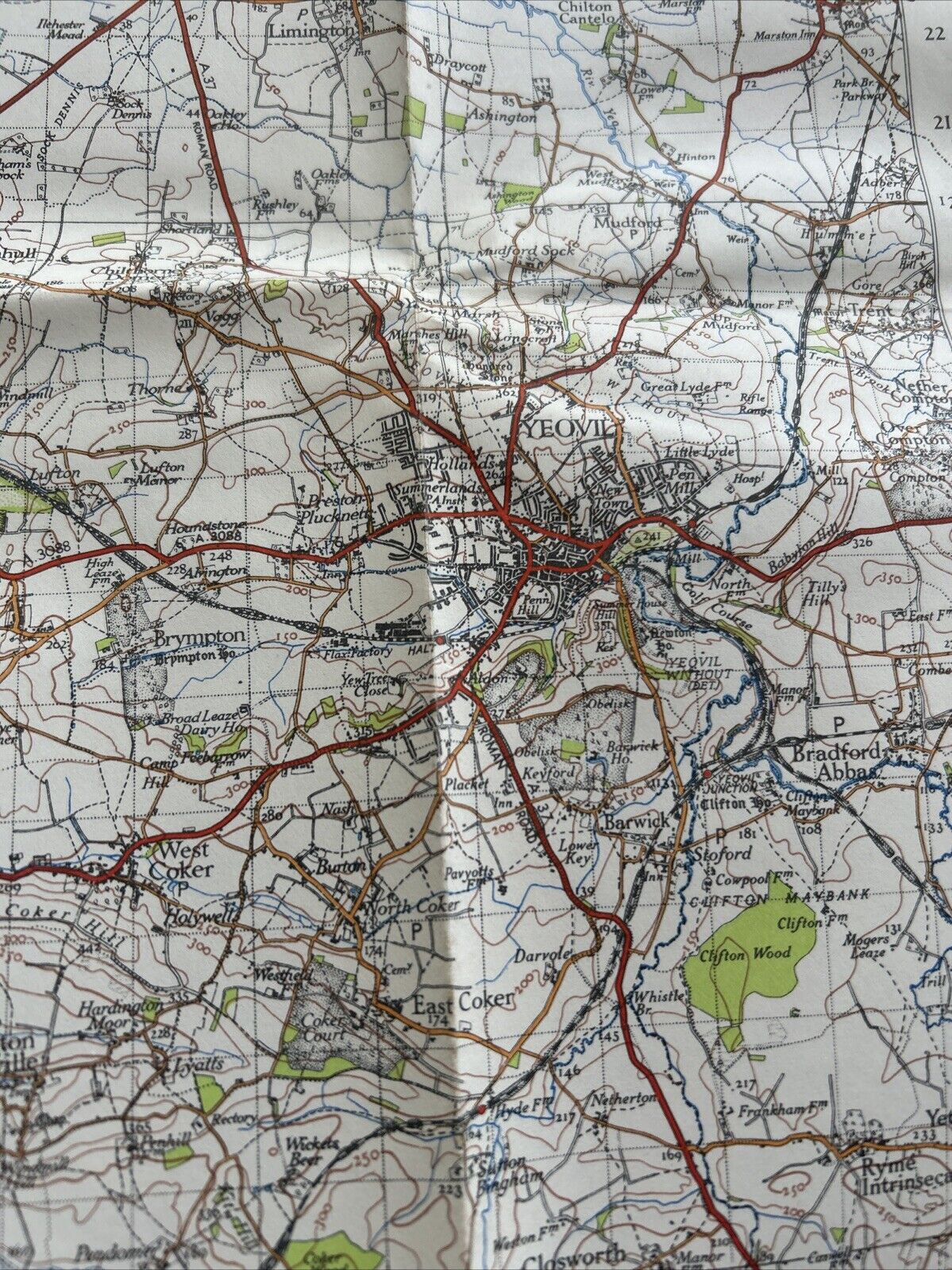 TAUNTON & LYME REGIS Ordnance Survey Sixth Series Paper Map 1945 Sheet 177