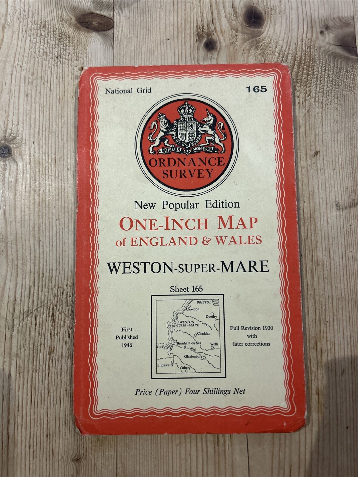 WESTON SUPER MERE Ordnance Survey Paper Sixth Series 1946 Sheet 165 One Inch