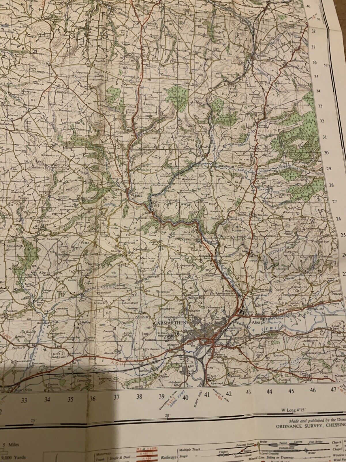 Cardigan South Wales - Ordnance Survey Map One Inch 1967 Sheet 139