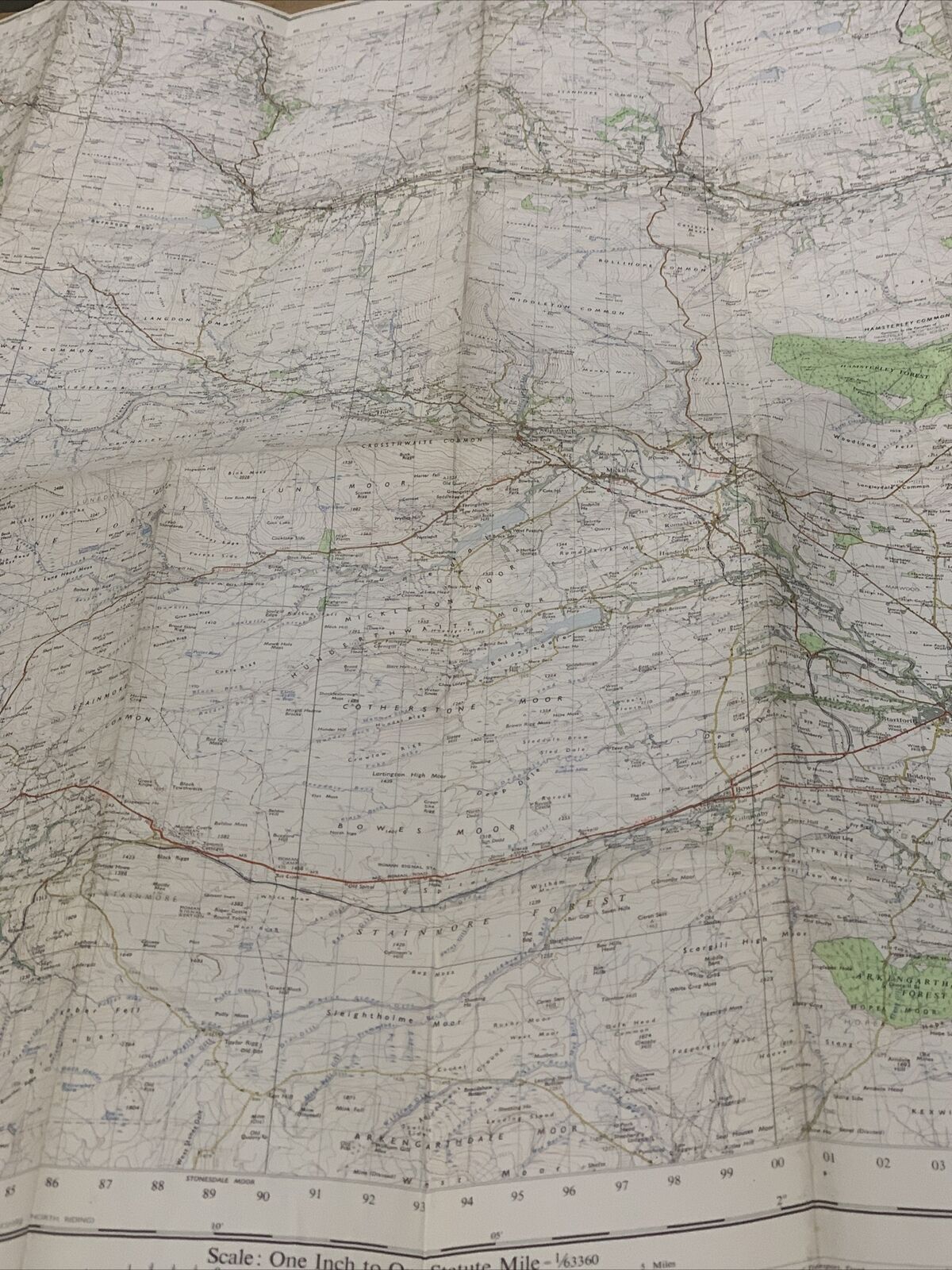 TEESDALE Ordnance Survey CLOTH Map 1955 Seventh Series Sheet 84 Barnard Castle