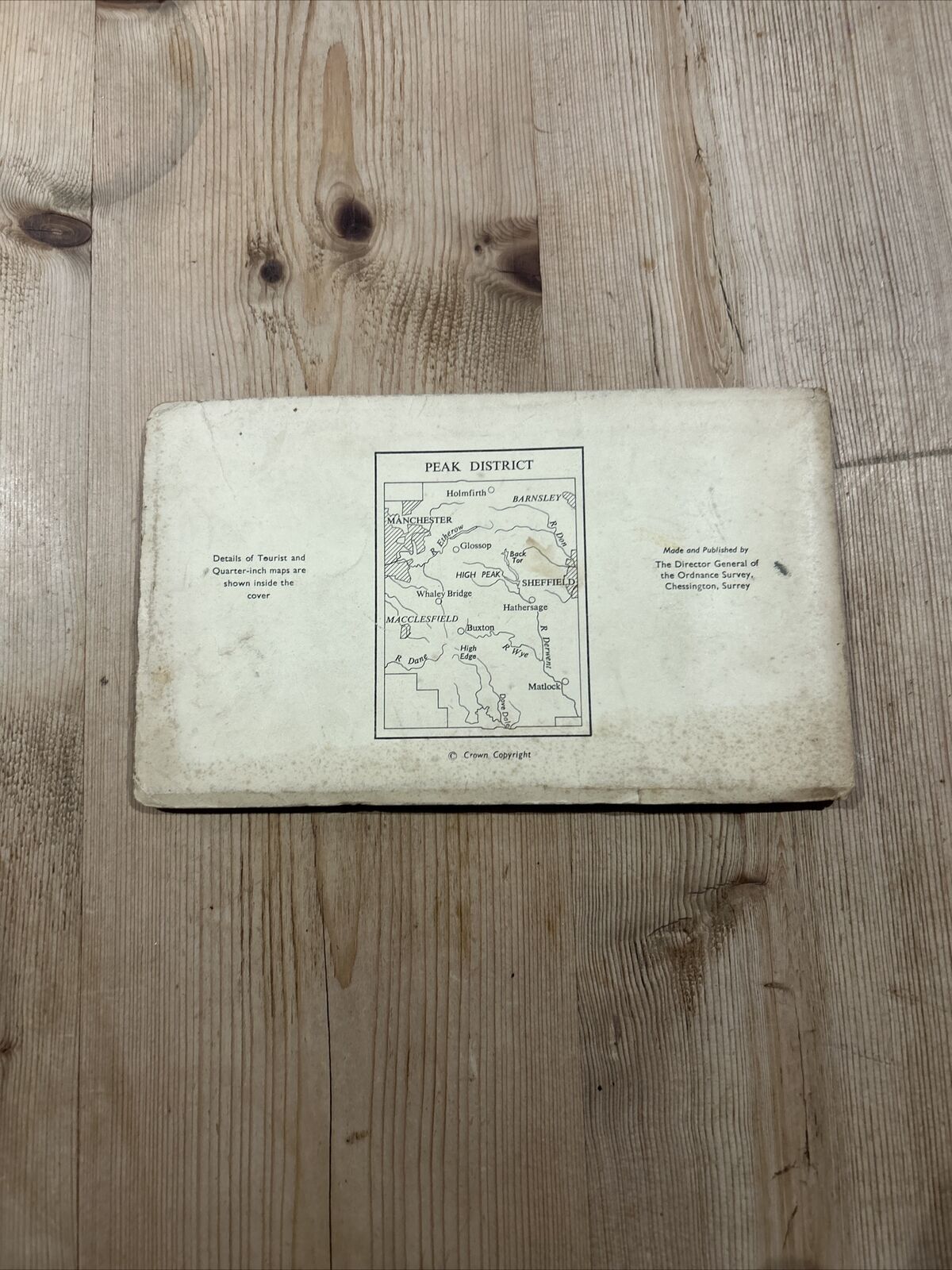 PEAK DISTRICT Ordnance Survey One Inch Paper Tourist Map 1963 Buxton Matlock