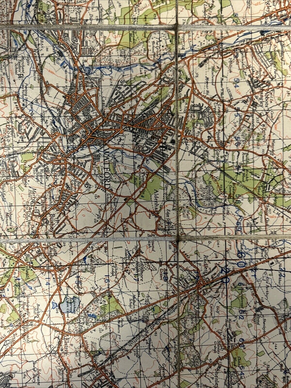 WATFORD Ordnance Survey 1940 Sheet 106 Second War Revision Dissected 1 Inch Map