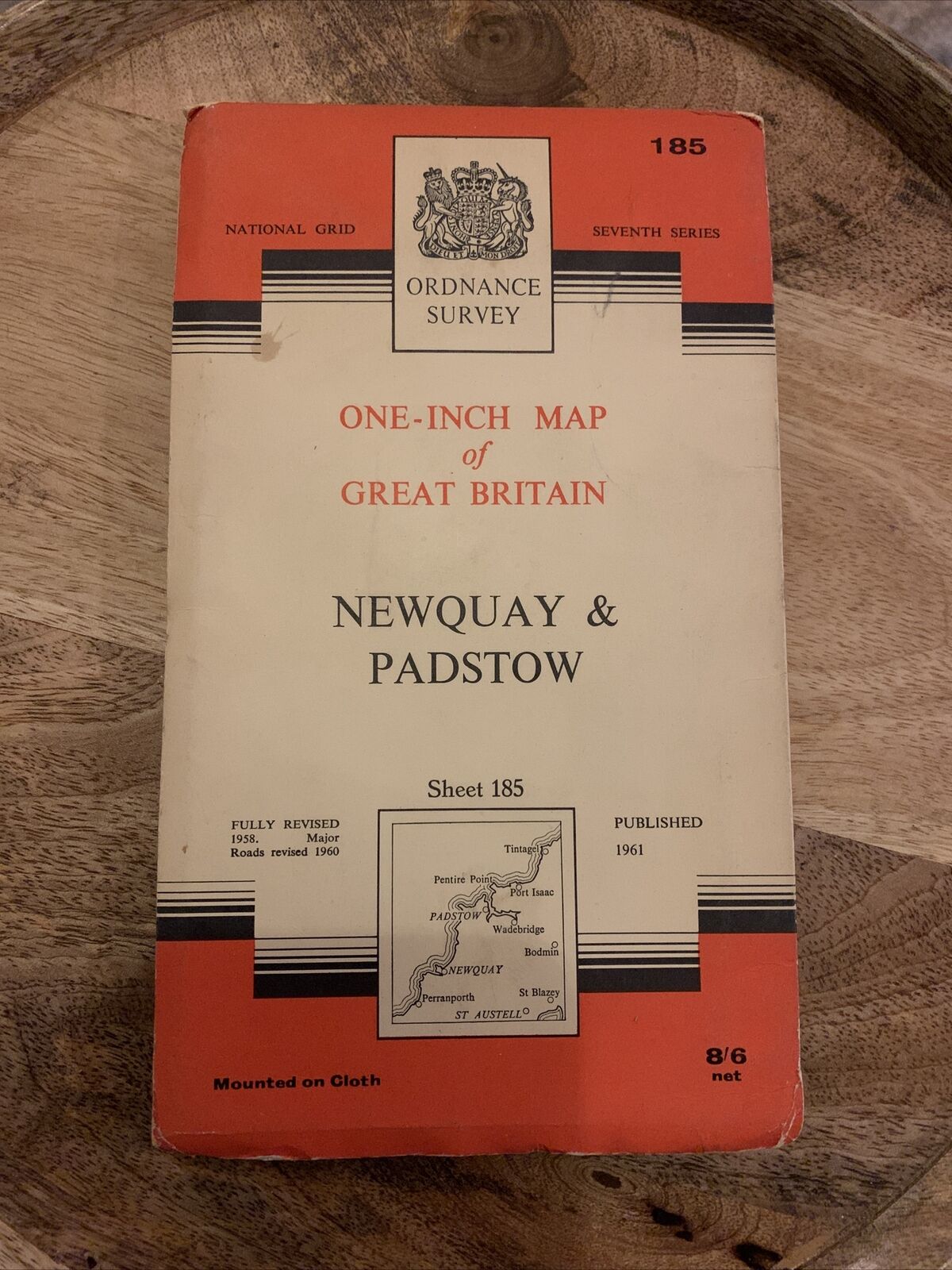 NEWQUAY & PADSTOW Cloth No 185 1961 7th Series Ordnance Survey 1 Inch Map