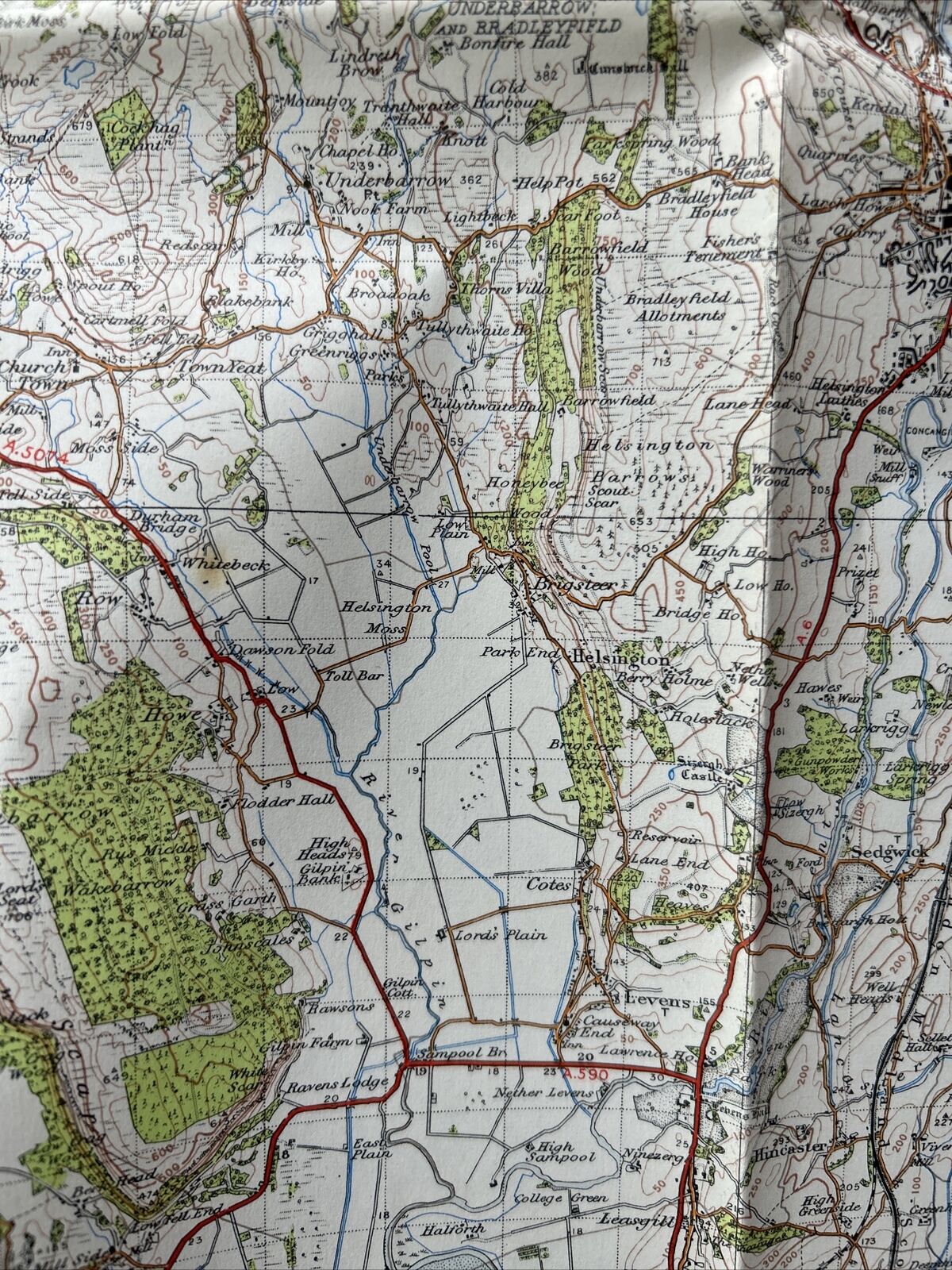 LANCASTER & KENDAL Ordnance Survey Sixth Ed  1 inch 1947 Sheet 89 paper