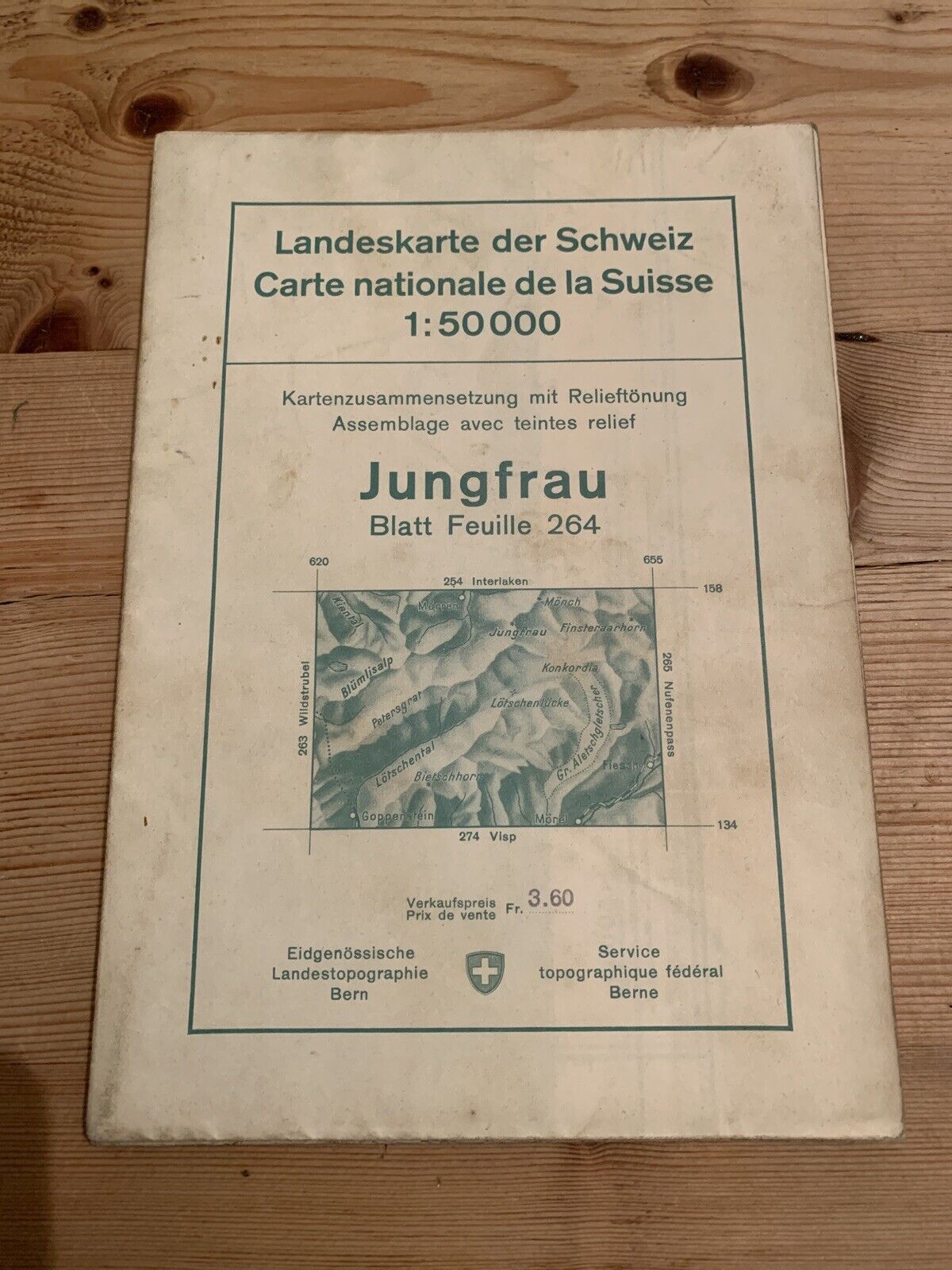 Jungfrau Suisse - Switzerland MAP Landeskarte Carte Bernese Oberland 1939