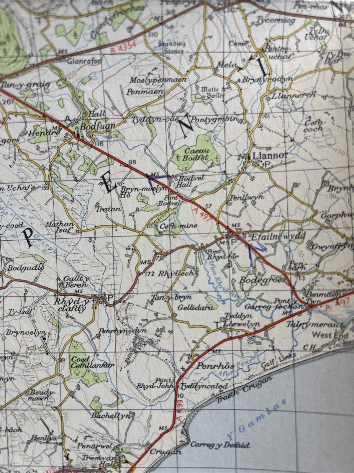 PWLLHELI Ordnance Survey Seventh Series Cloth One inch 1962 Sheet 115 Nefyn