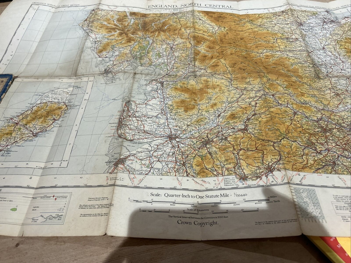 ENGLAND NORTH CENTRAL 1946 Ordnance Survey Paper Sheet 2 Quarter Inch Map