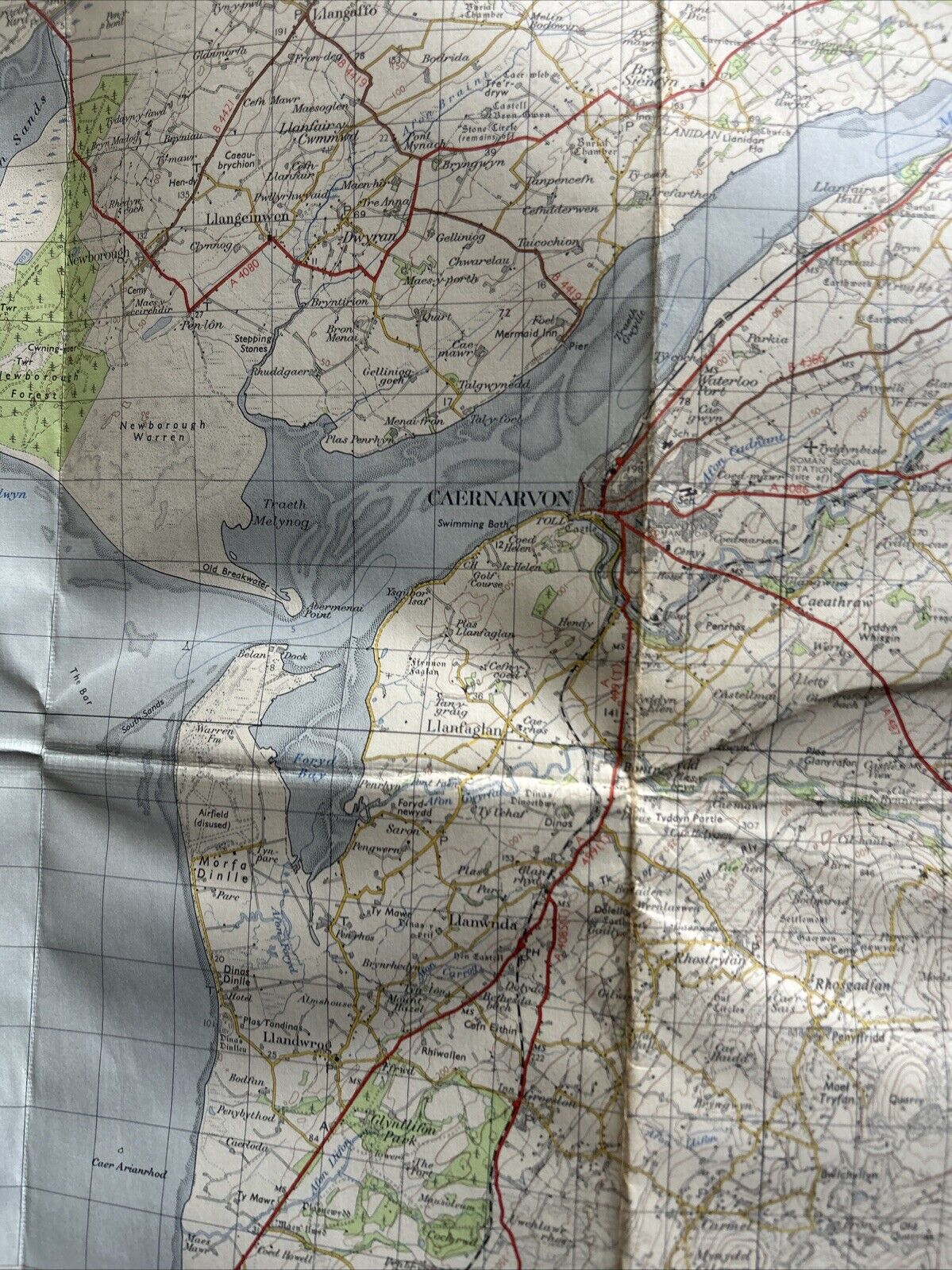 ANGLESEY - Ordnance Survey Cloth Seventh Series 1-inch 1962 Sheet 106 Holyhead