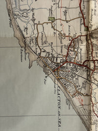 CLACTON ON SEA & HARWICH Ordnance Survey Cloth One In Map 1921 Rev 32 Sheet 98