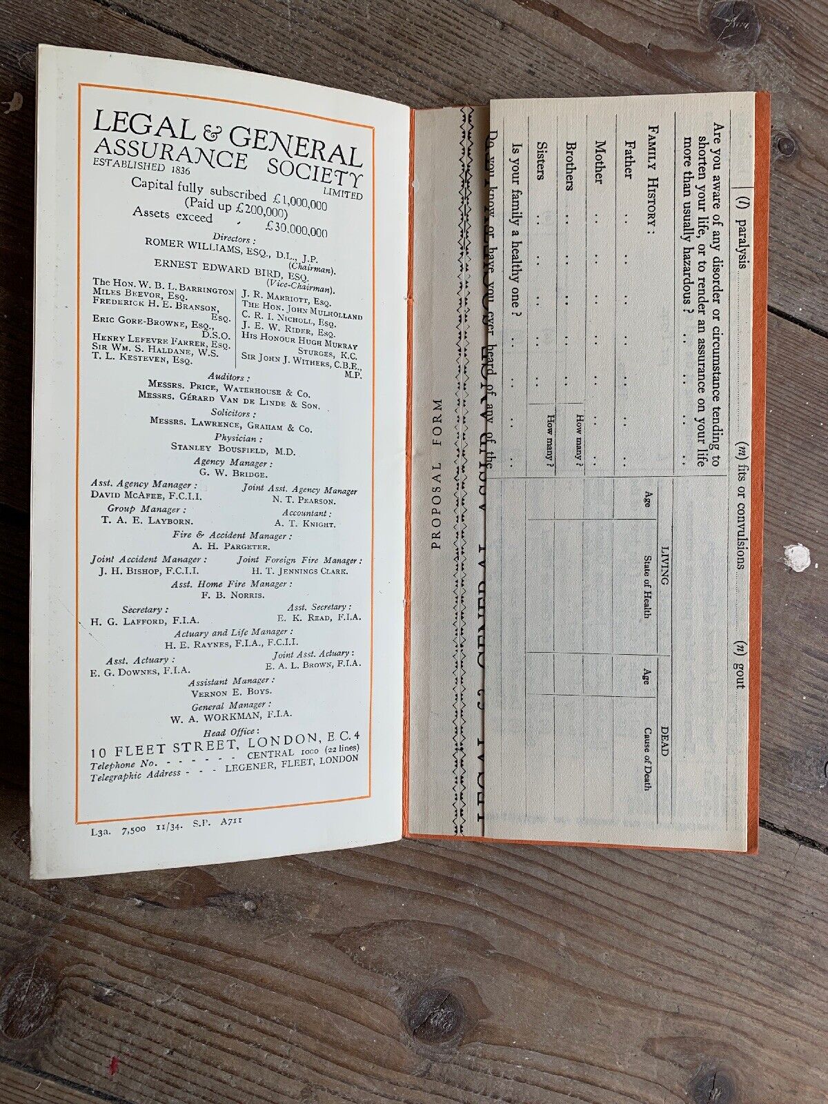 Education - Insurance Policy Information - Legal And General 1934 Art Drawings 