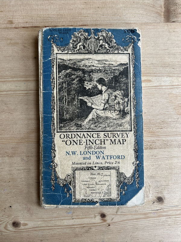 N W LONDON & WATFORD no Sheet 106 Fifth Edition CLOTH Ordnance Survey 1 In 1935