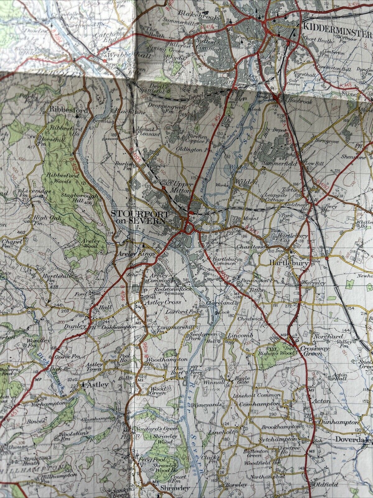 KIDDERMINSTER Ordnance Survey CLOTH Seventh Series Map One Inch 1954 Sheet 130