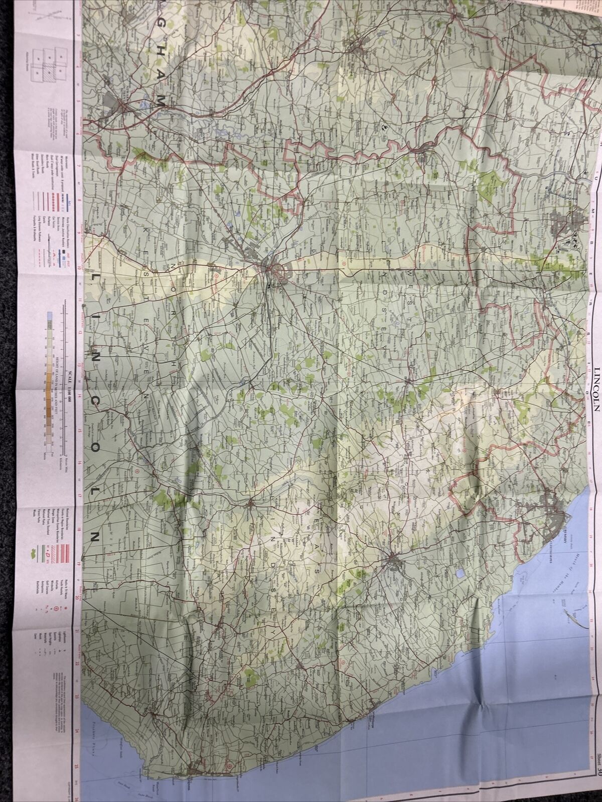 LINCOLN Grimsby Skegness - Bartholomew National Map Series No 30 - 1976
