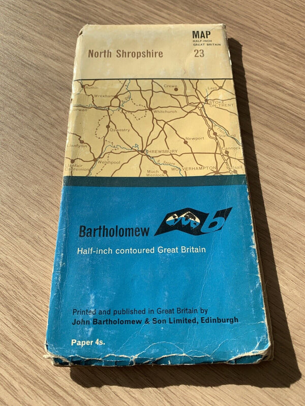 Bartholomew Half Inch Map - North Shropshire No 23 1966