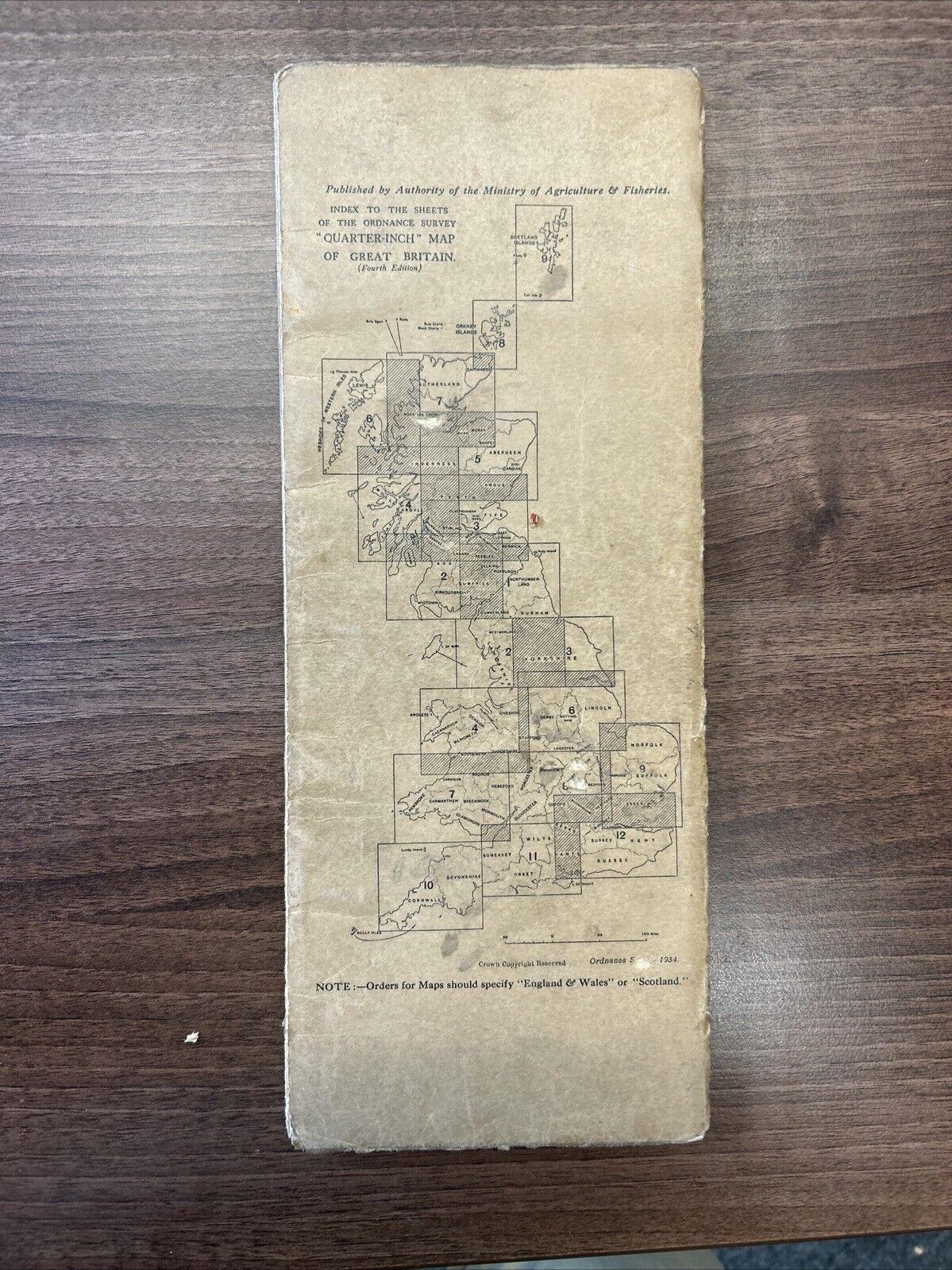 NORTH MIDLANDS LINCOLNSHIRE 1935 Ordnance Survey CLOTH Sheet 6 Quarter Inch Map