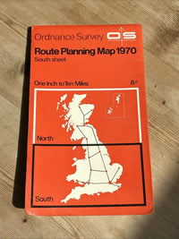 1970 Ordnance Survey Map ROUTE  PLANNING MAP SOUTH Ten Miles To Inch Wales Kent