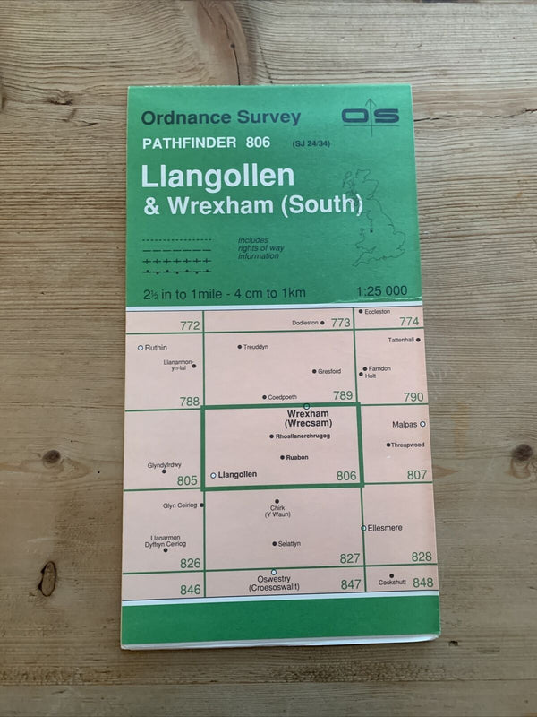 LLANGOLLEN & WREXHAM (South) Pathfinder Ordnance Survey 1:25000 1991 No 806