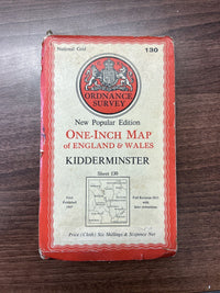 KIDDERMINSTER Ordnance Survey Cloth One Inch Map 1947 Sixth Edition Sheet 130