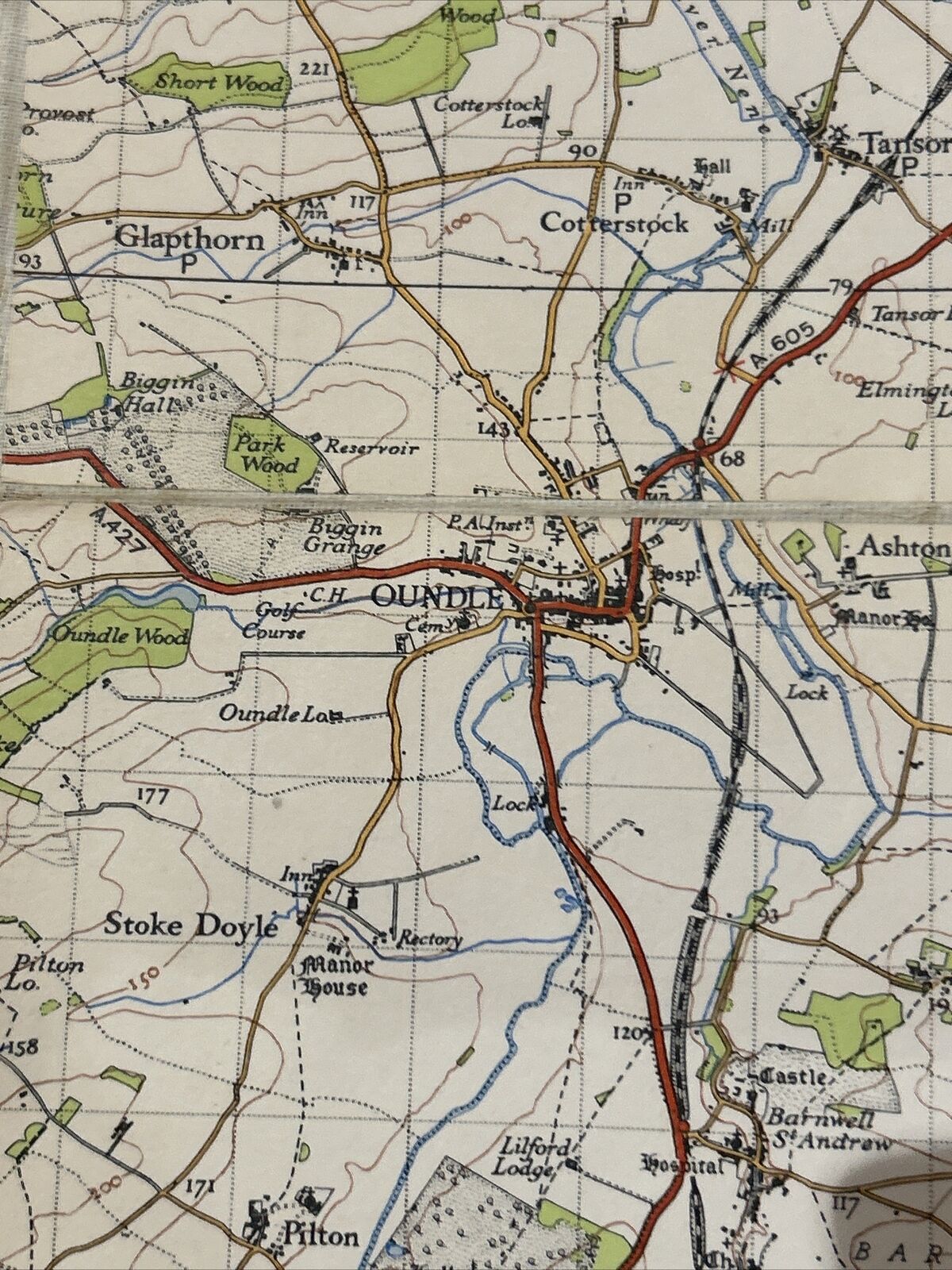 HUNTINGDON & PETERBOROUGH Ordnance Survey Cloth Sixth Series 1 in 1946 Sheet 134