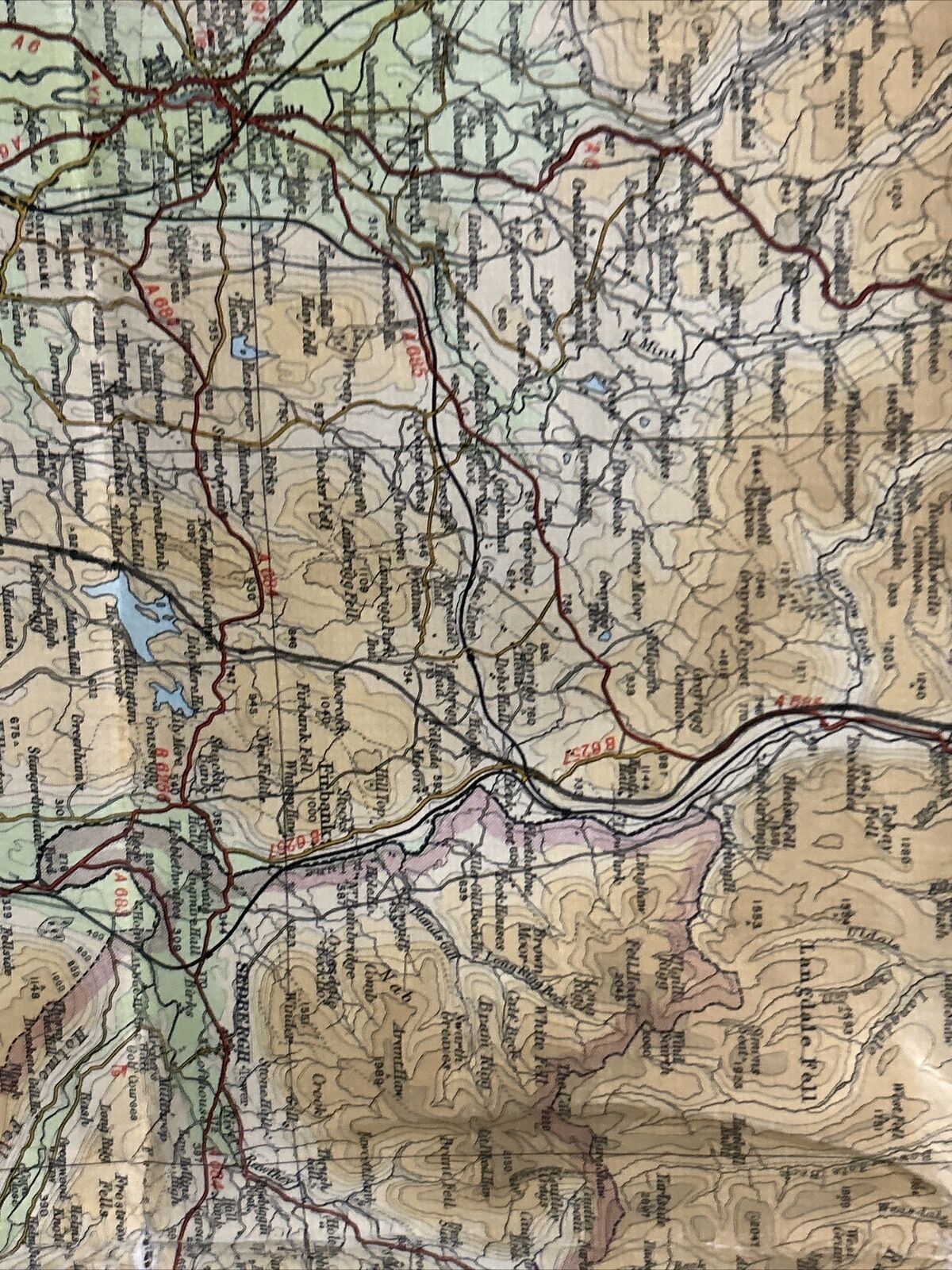 ENGLISH LAKES CLOTH Bartholomew  Half Inch Map 1965 No 34 Lake District Cartmel