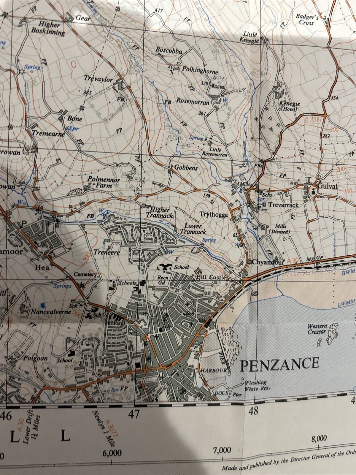 PENZANCE Ordnance Survey Sheet SW43 Map 1:25000 First Series 1960 Morvah Zennor