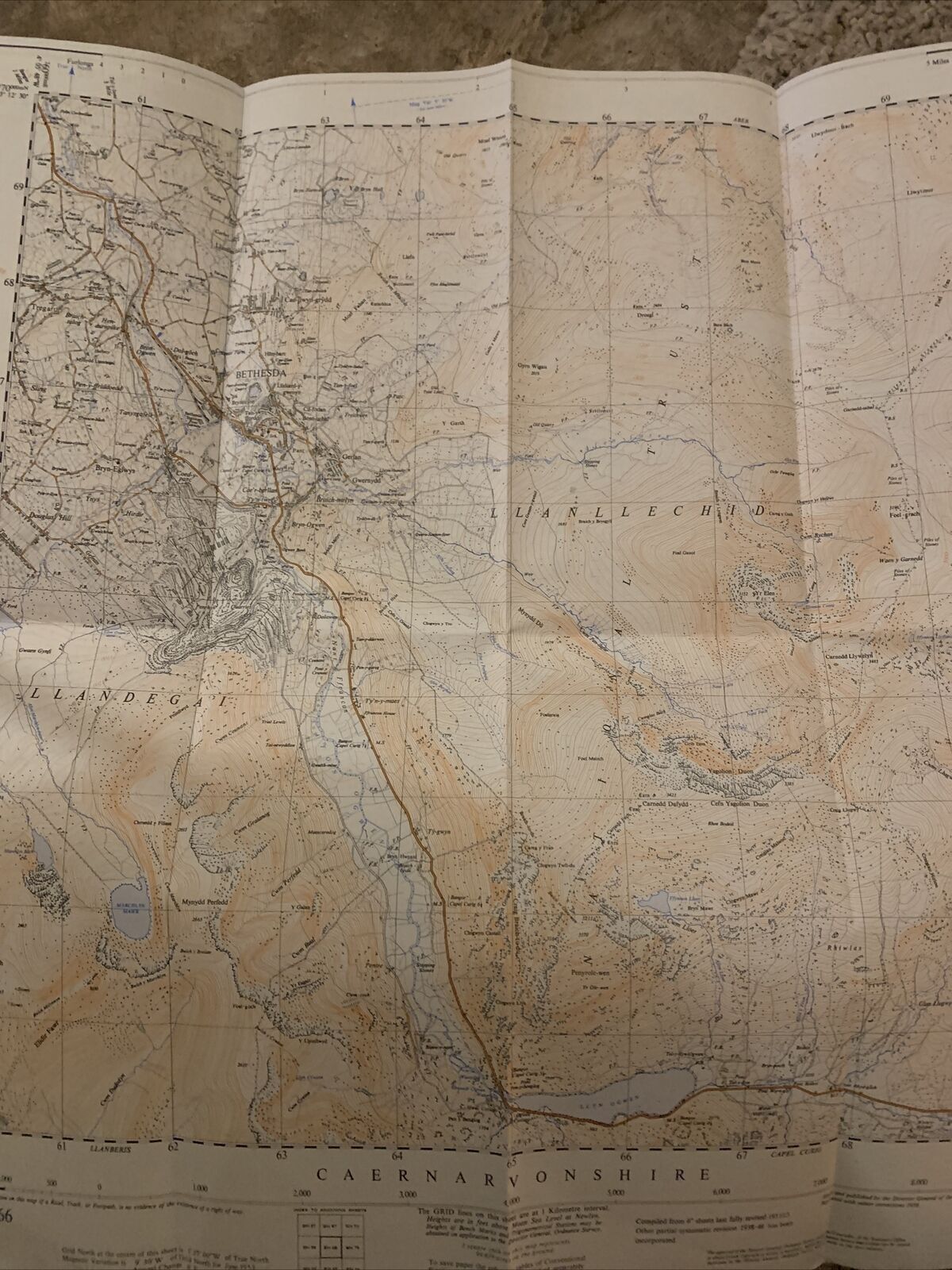 BETHESDA Snowdonia Ordnance Survey 1:25,000 First Series 1953 58R Sheet SH66