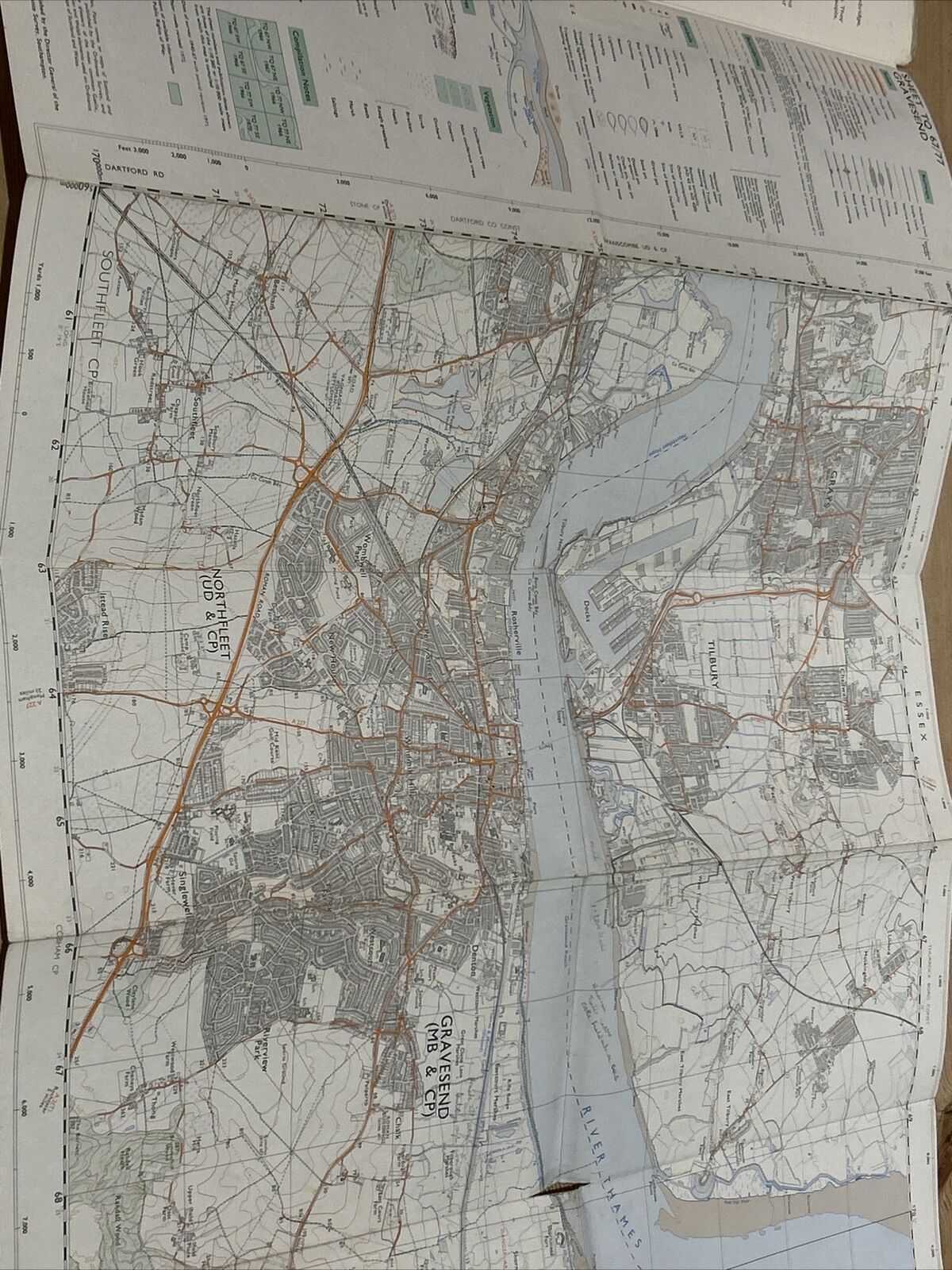 GRAVESEND Tilbury Ordnance Survey Second Series 1:25,000 Map TQ67/77 1974