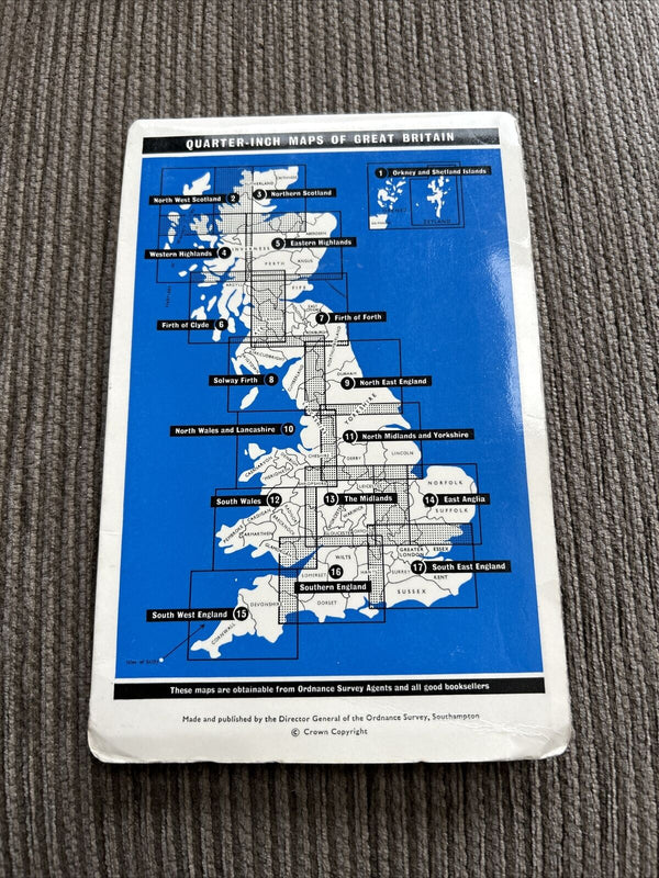 SOUTH WALES 1967 Ordnance Survey Quarter Inch Map Sheet 12 Swansea Llandover