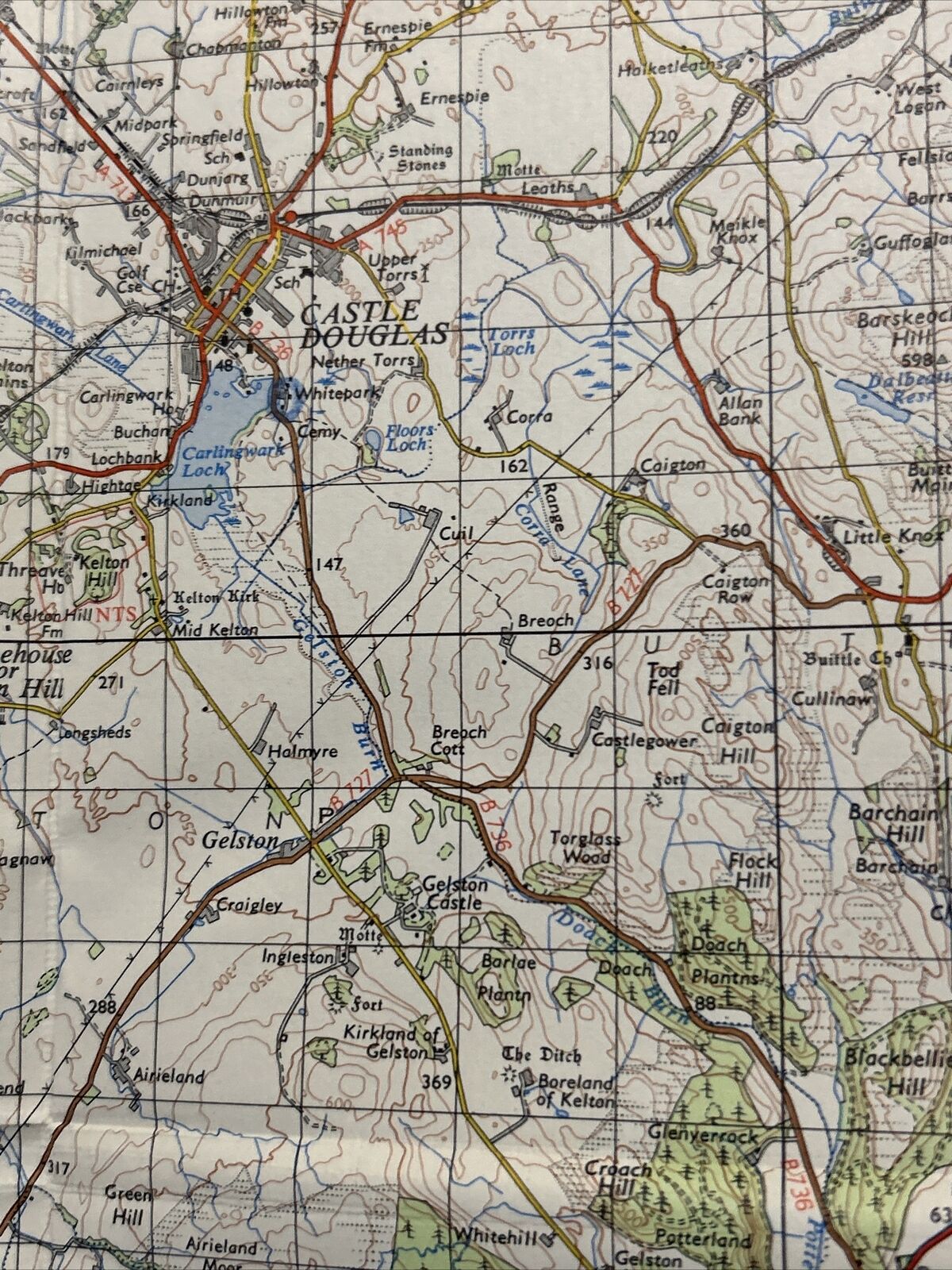 DUMFRIES Ordnance Survey Seventh Series CLOTH 1 Inch 1965 Sheet 74 Dalbeattie