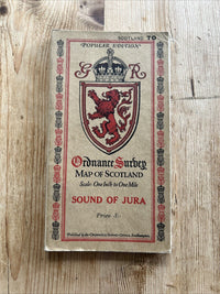 SOUND OF JURA Ordnance Survey One Inch CLOTH Sheet 70 Popular Edition 1926