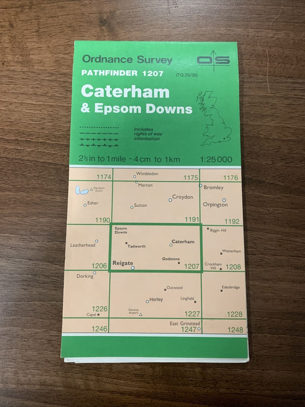 CATERHAM & Epsom Downs - Pathfinder Ordnance Survey 1:25000 1987 No 1207