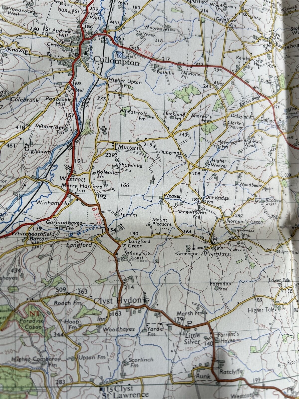 EXETER Ordnance Survey Seventh Series Paper 1-inch 1960 Sheet 176 Honiten