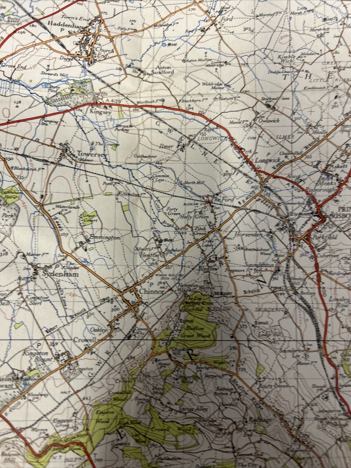 THE CHILTERNS Ordnance Survey Cloth Sixth Series One inch 1945 Sheet 159 Reading