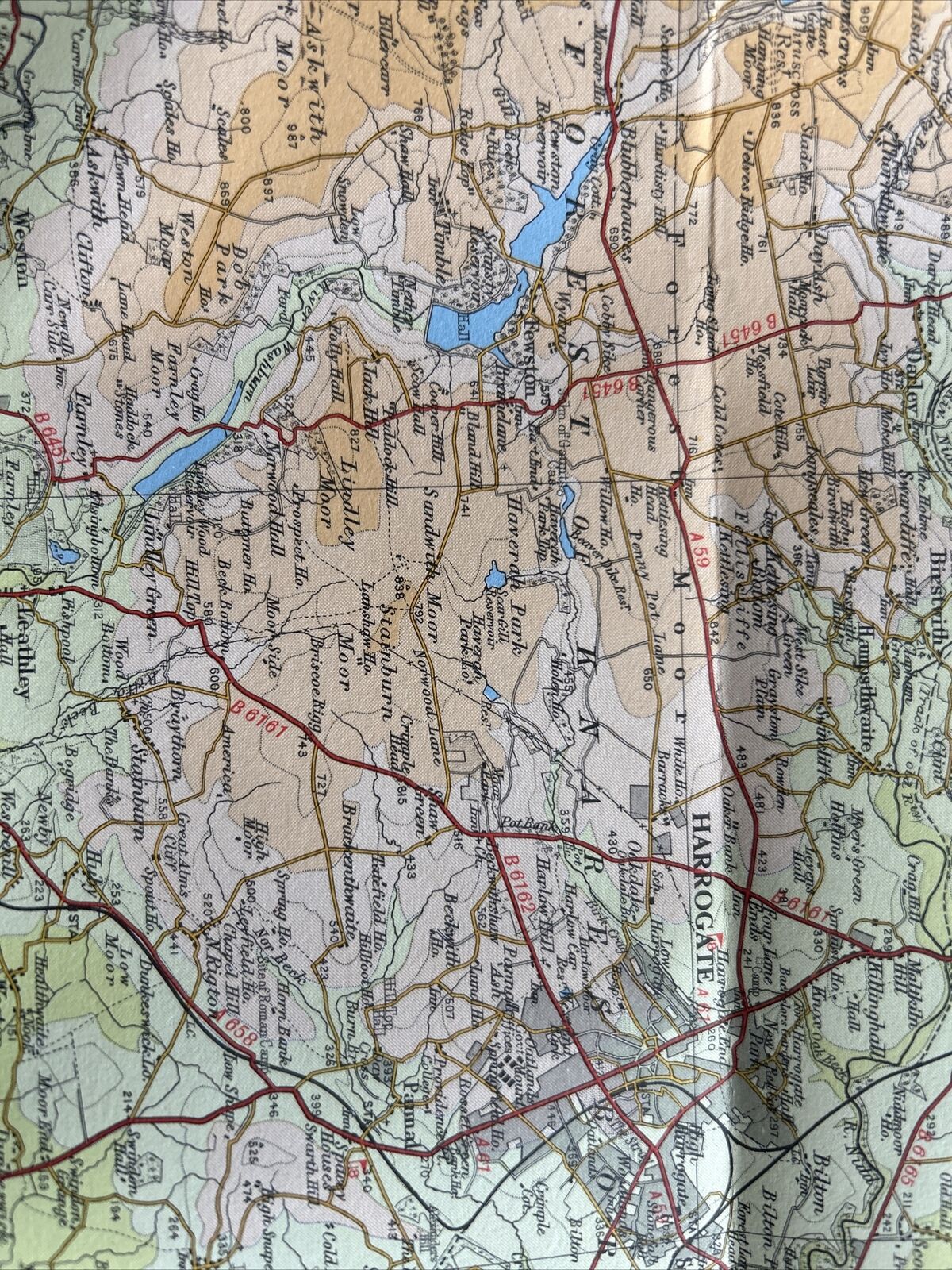 WEST RIDING Bartholomew Half Inch Paper Map 1973 No 32 Leeds Burnley Skipton